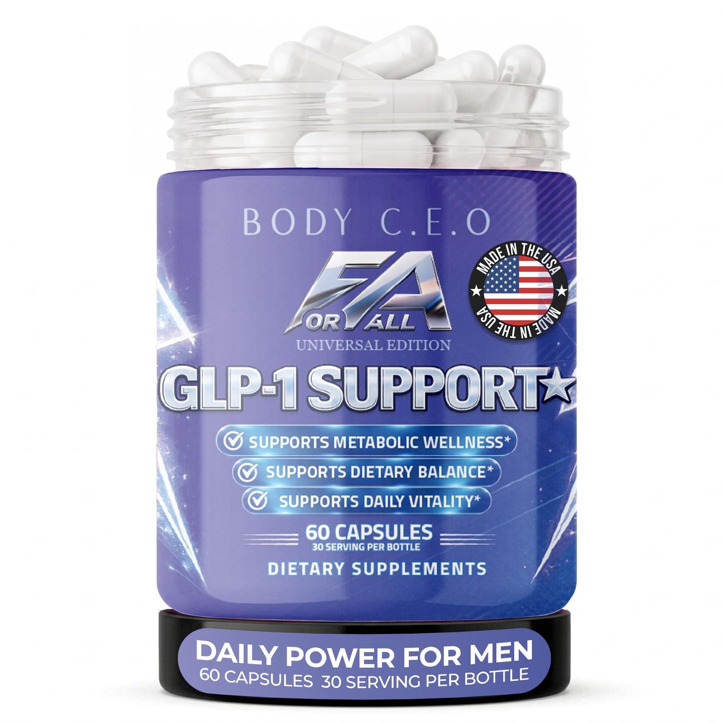 BODY C.E.O. EXECUTIVE OF SUPPLEMENTS GLP-1 Support Supplement for Men, 60 Capsules