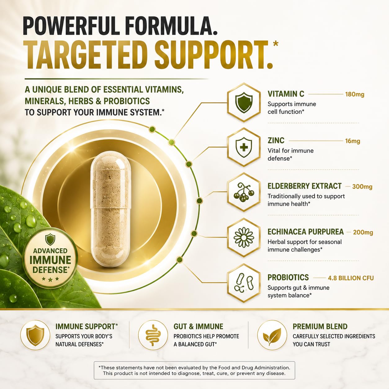 Naturonel Viracid Complete – Comprehensive Immune Formula with Elderberry, Echinacea, Garlic, Zinc, L-Glutamine & Turmeric 95% Curcuminoids Capsules, 60 Count