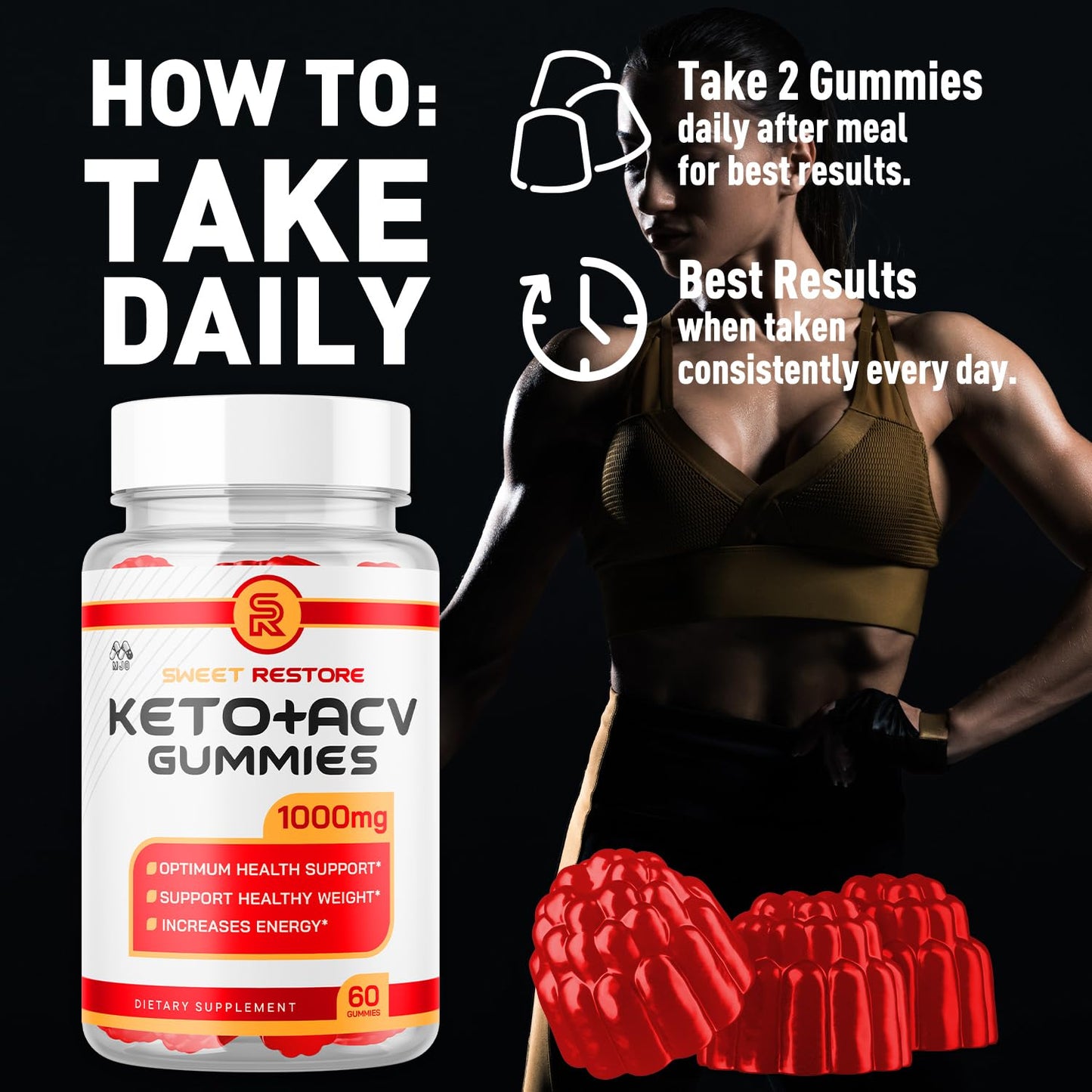 MJO Sweet Restore Keto Gummies, 60 Gummies