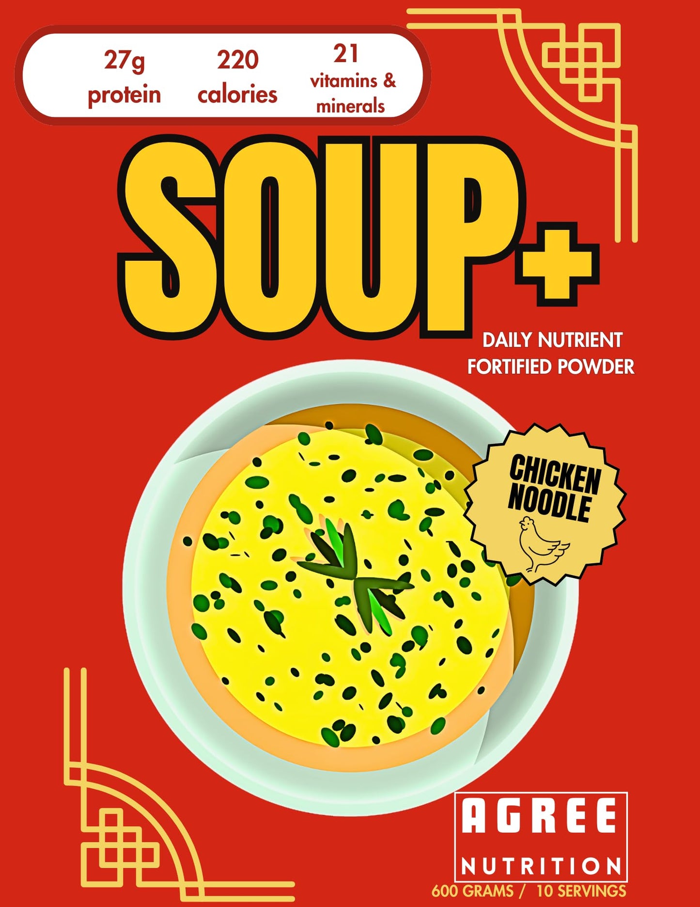 SOUP+ High Protein Savory Chicken Soup Meal Supplement Protein Powder, 37.5 oz
