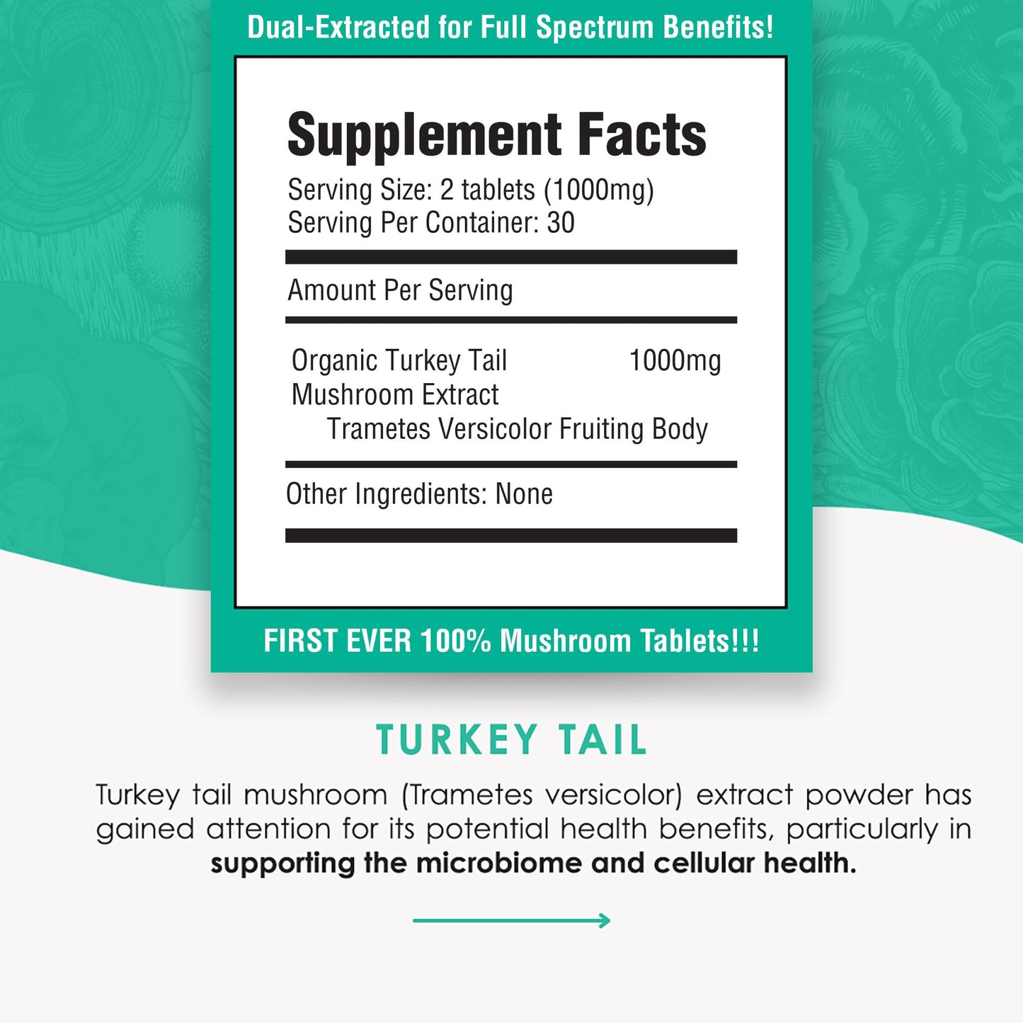 Purest Mushrooms Turkey Tail Mushroom Extract Tablets 30 Count