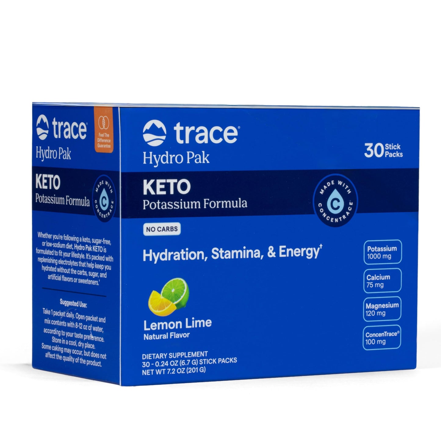 Trace Minerals Hydro Pak Keto Electrolyte Powder Lemon Lime 7.2