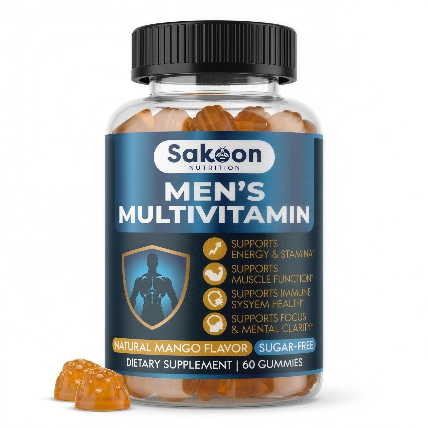 Sakoon Nutrition Men's Multivitamin Gummies with Probiotics and Prebiotics, 60 Count