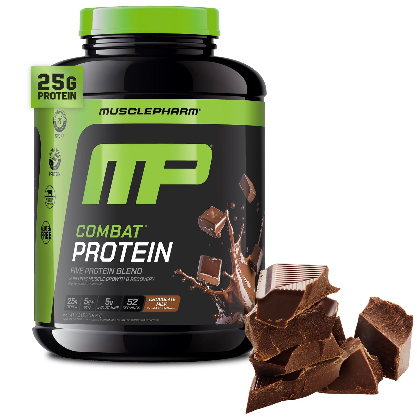 Muscle Pharm Combat 4lb Chocolate Protein Powder, 73.1 Servings