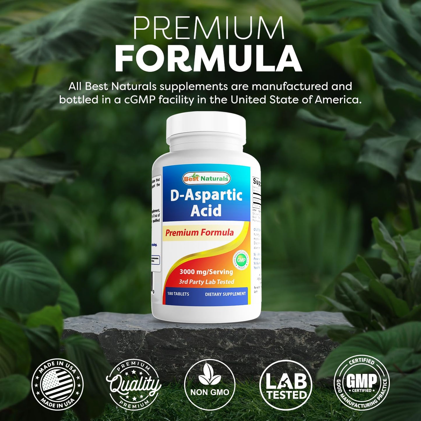 Best Naturals D Aspartic Acid (DAA) 3000mg per Serving, 360 Tablets
