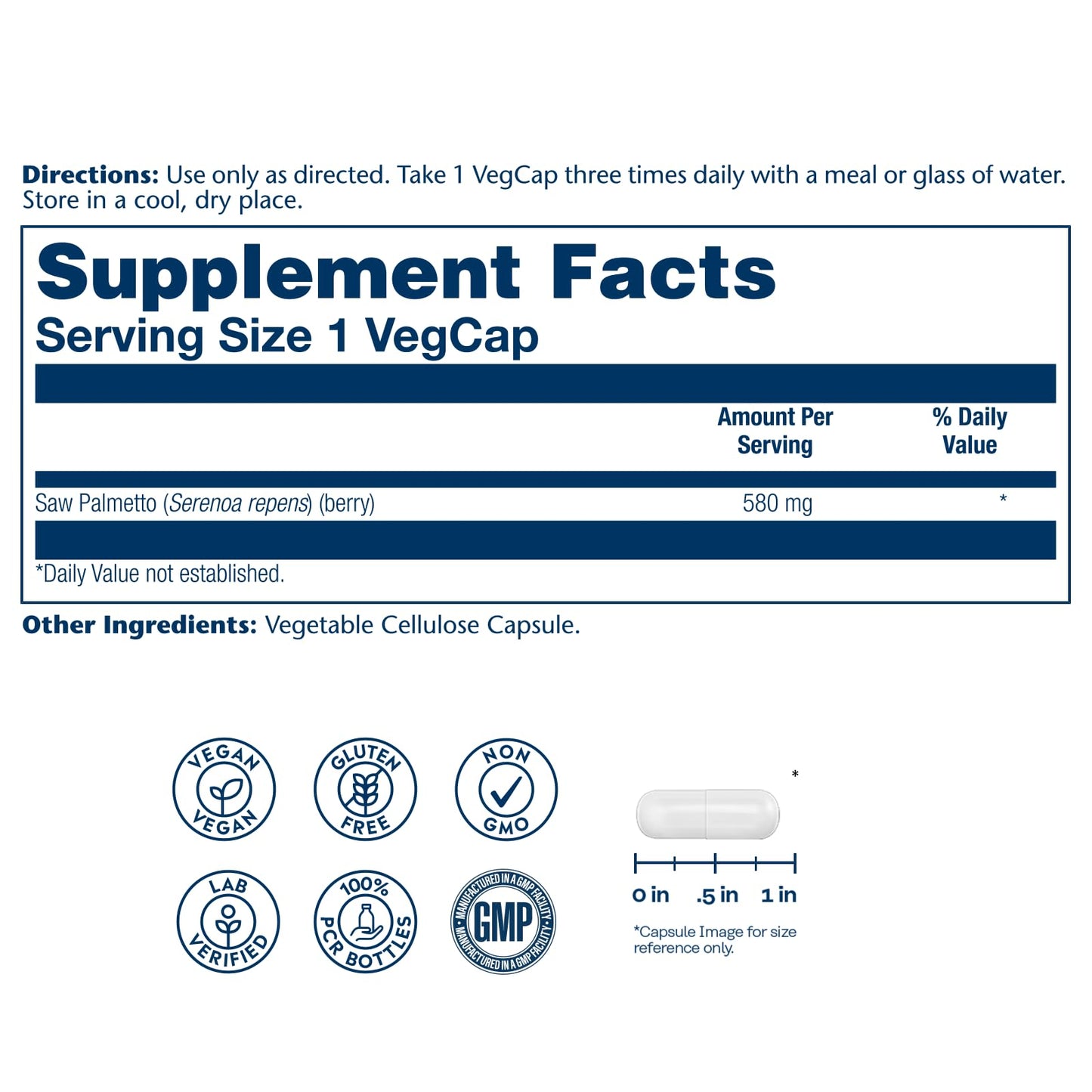 SOLARAY Saw Palmetto Berries 580mg Capsules 50 Count