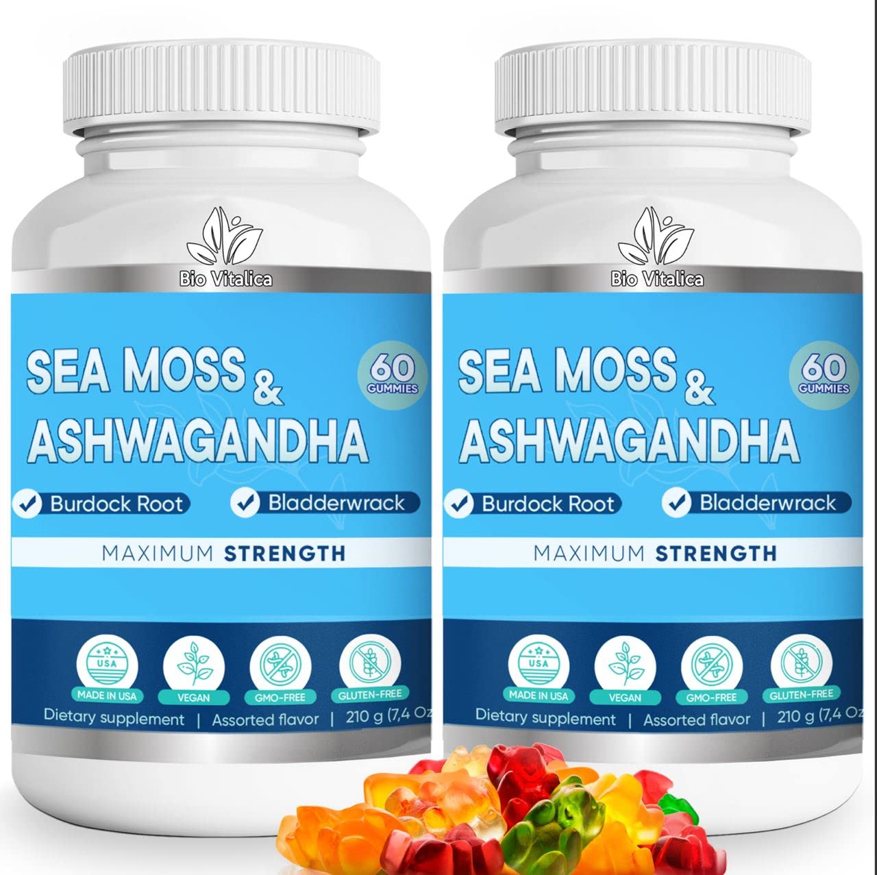 BIO VITALICA Sea Moss Ashwagandha Gummies Chewable 120 Count