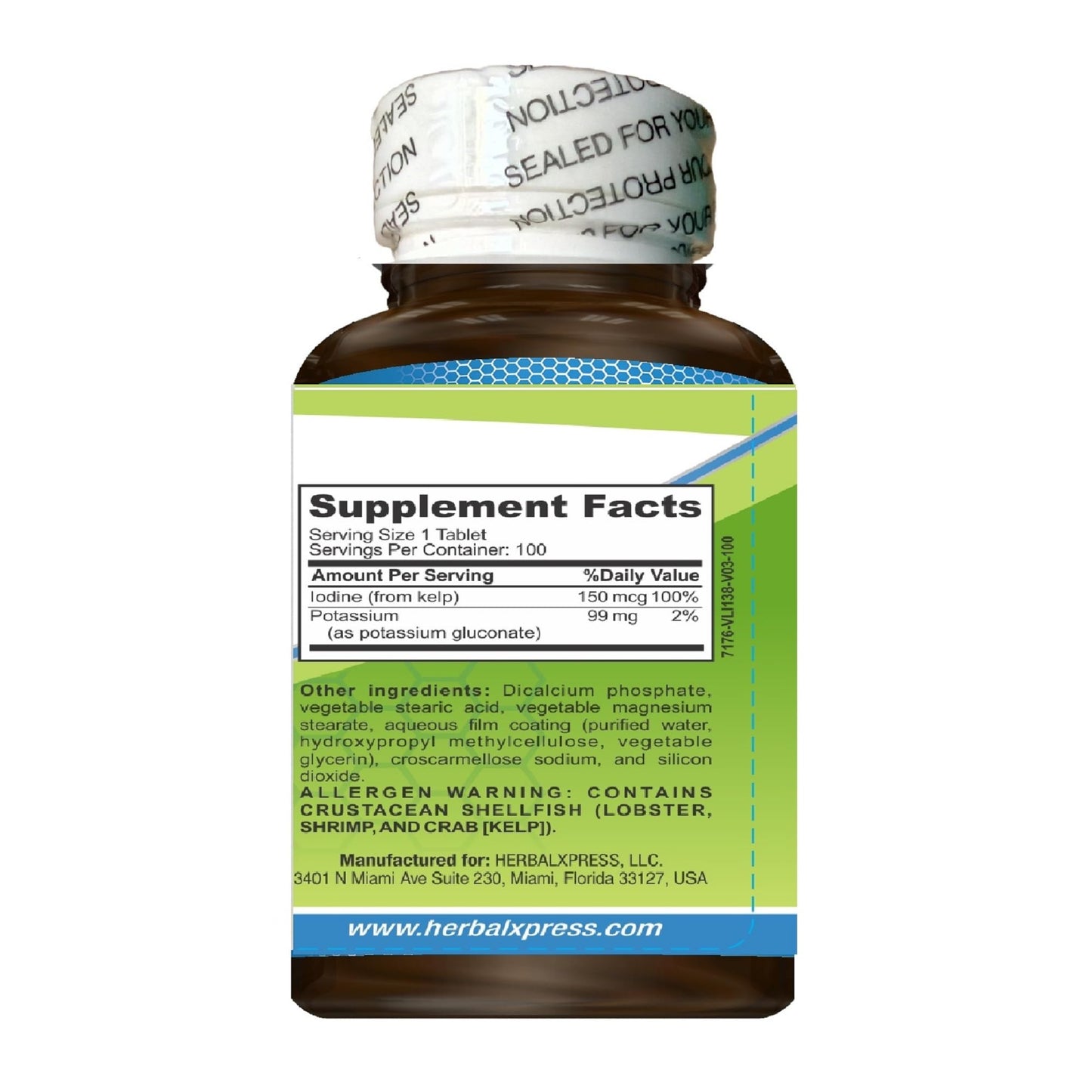 HerbalXpress LLC Potassium Wellness Formula 99mg 100 Tablets