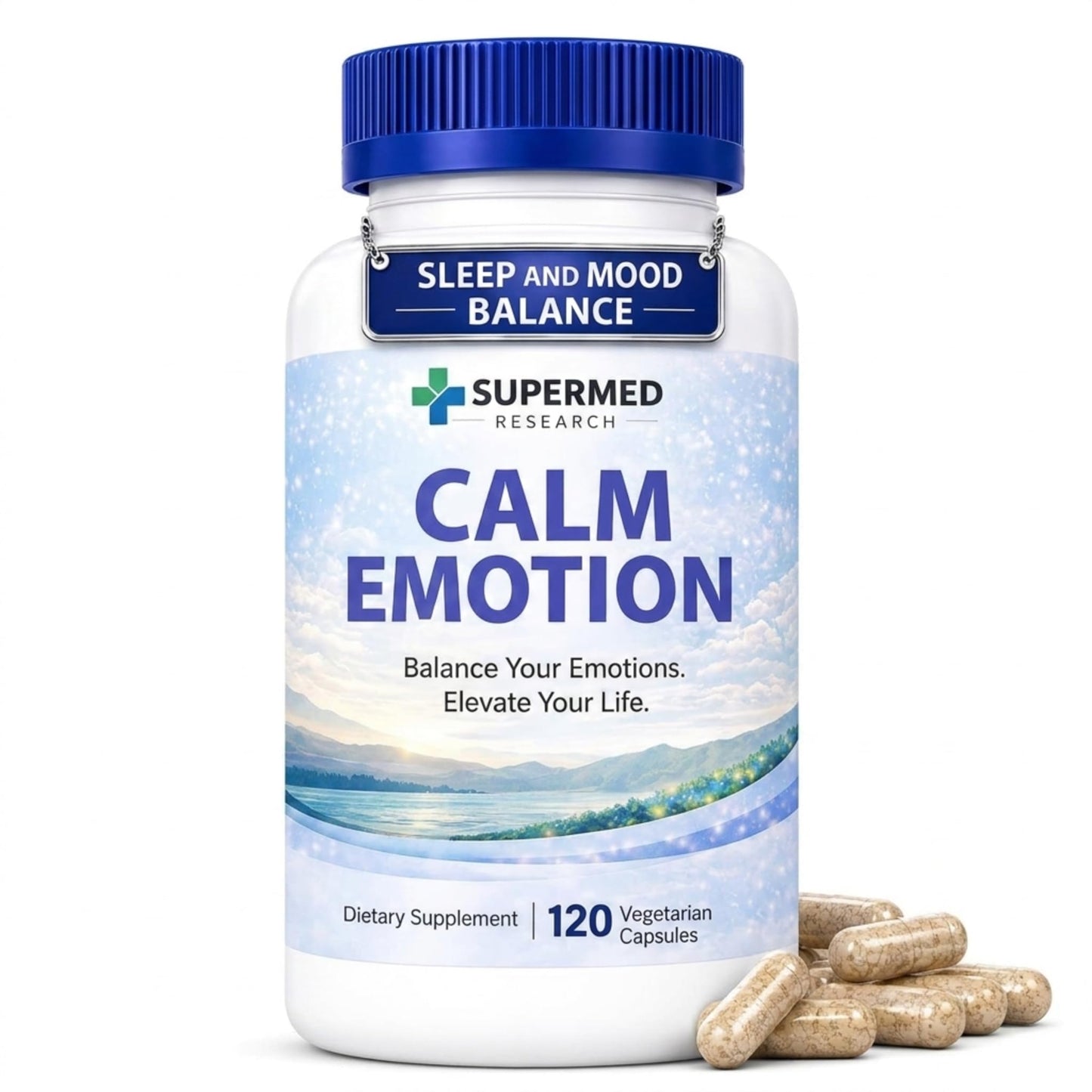 Supermed Research Mood Support Supplement with GABA, Ashwagandha, L-Theanine, L-Tyrosine, L-Glycine, 5-HTP & Magnesium, 120 Capsules