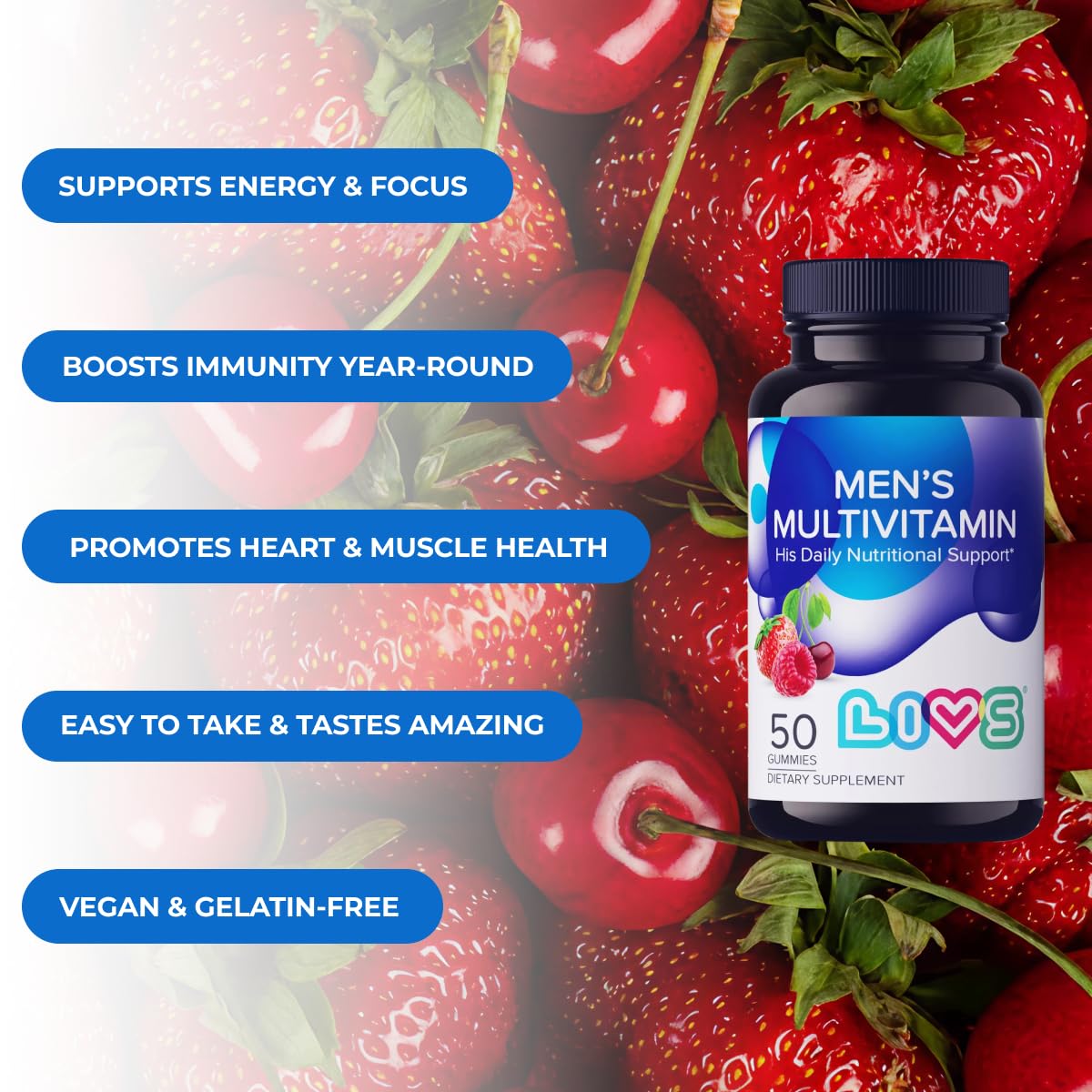 LIVS Men's Multivitamin Gummies, 50 Count