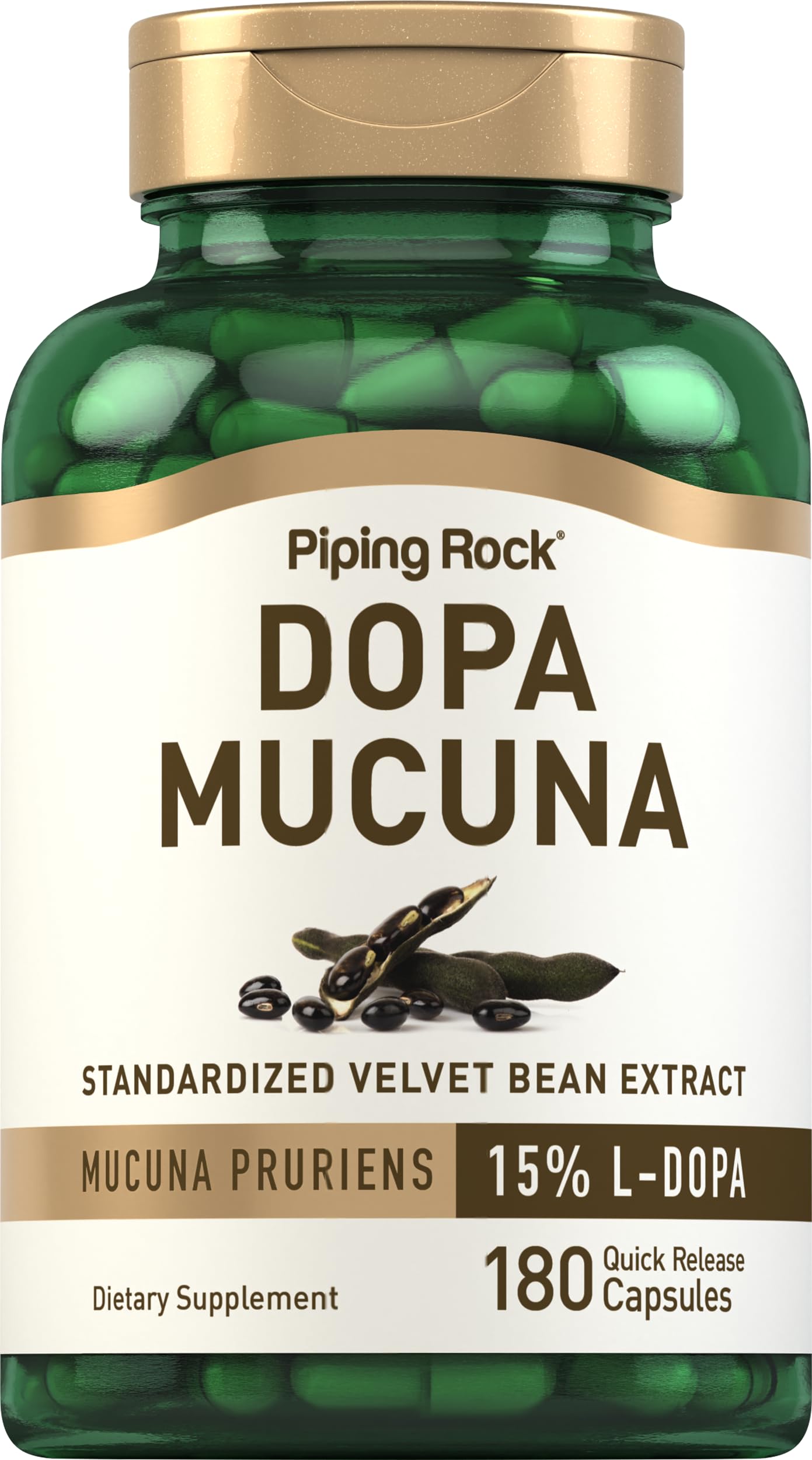 Piping Rock DOPA Mucuna Capsule, 180 Count