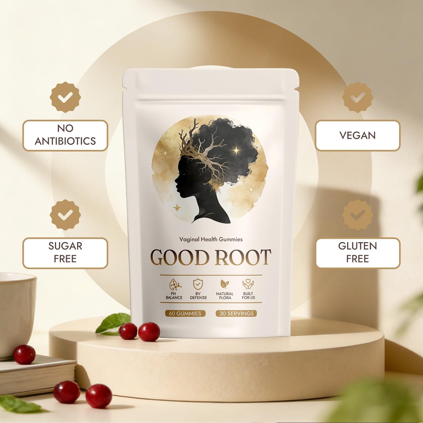 JRR Goodroot Feminine Balance Gummies for Women – PH Balance, Flora and Immune Support, Vaginal Health Support – Black Seed, Oregano Oil & Cranberry – Vegan, Gluten-Free, 60 Gummies