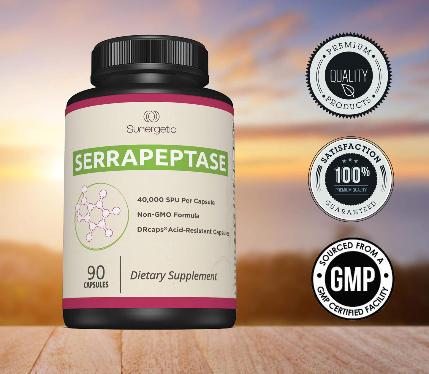 Sunergetic Serrapeptase Enzyme Supplement 90 Capsules