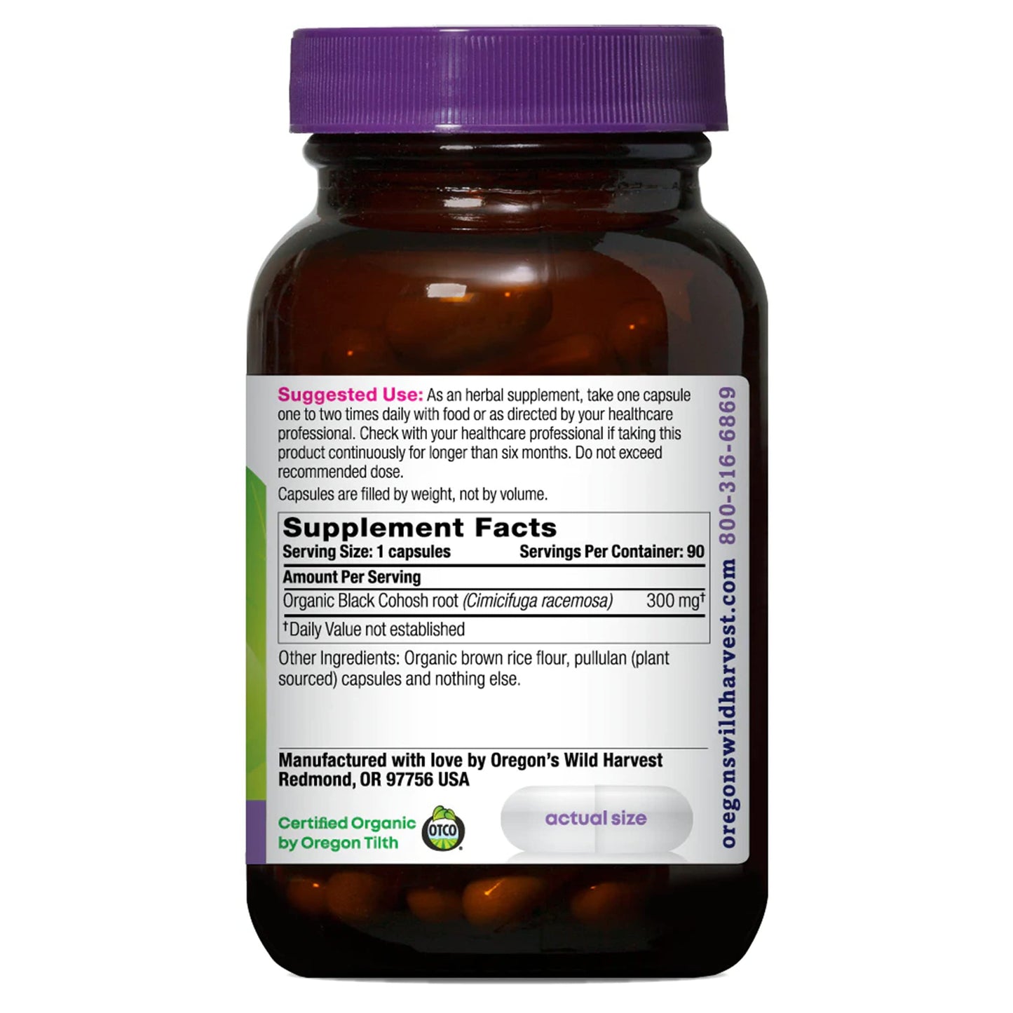 Oregon's Wild Harvest Black Cohosh Organic Herbal Supplement 90 Capsules