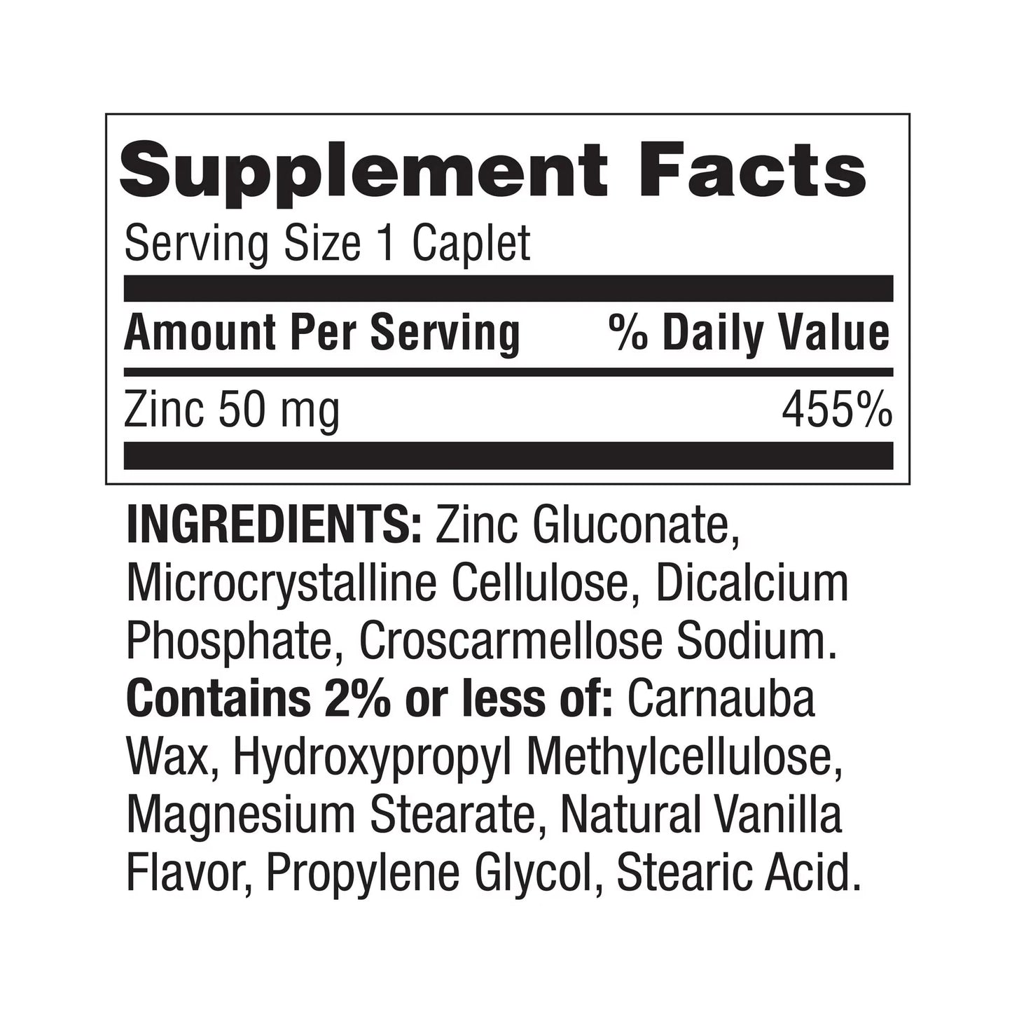 LUAL Zinc 50 mg Tablet, 200 Count