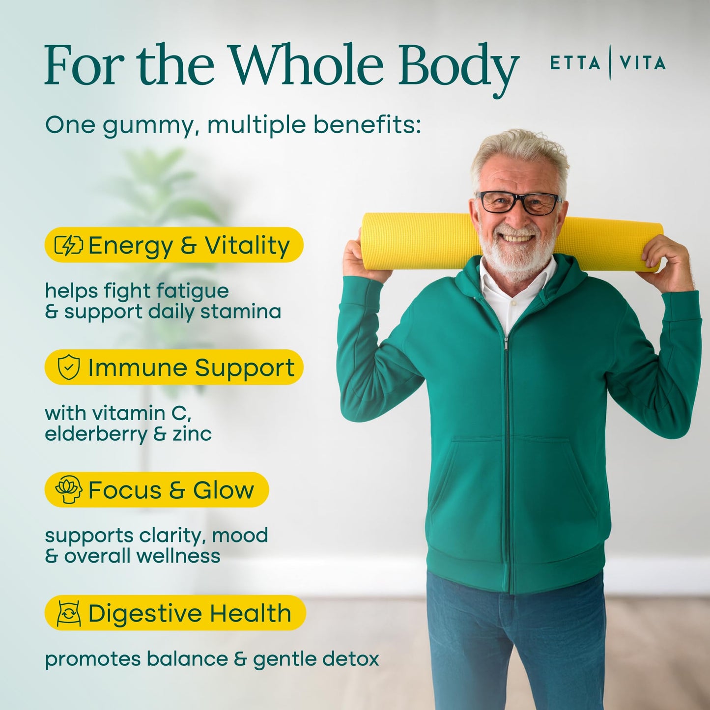 Etta Vita Fruits and Veggies Gummies with 9 Superfruits & 30 Veggies, 120 Soft Chews