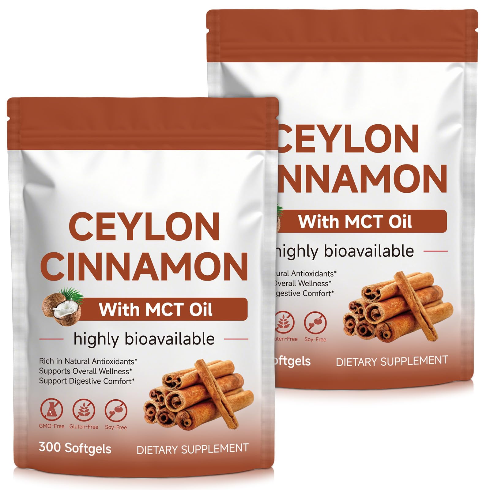Tiuedu Ceylon Cinnamon Softgels with MCT Oil, 600 Softgels