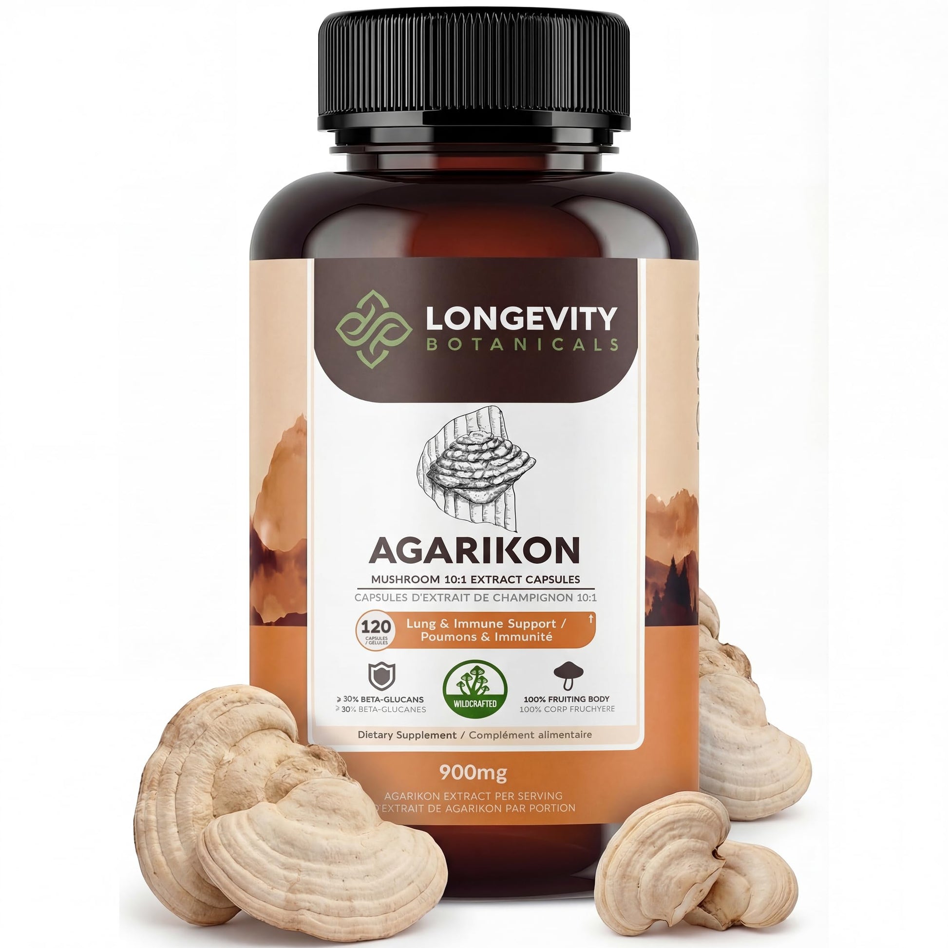 Longevity Botanicals Agarikon Mushroom Capsules 120 Count