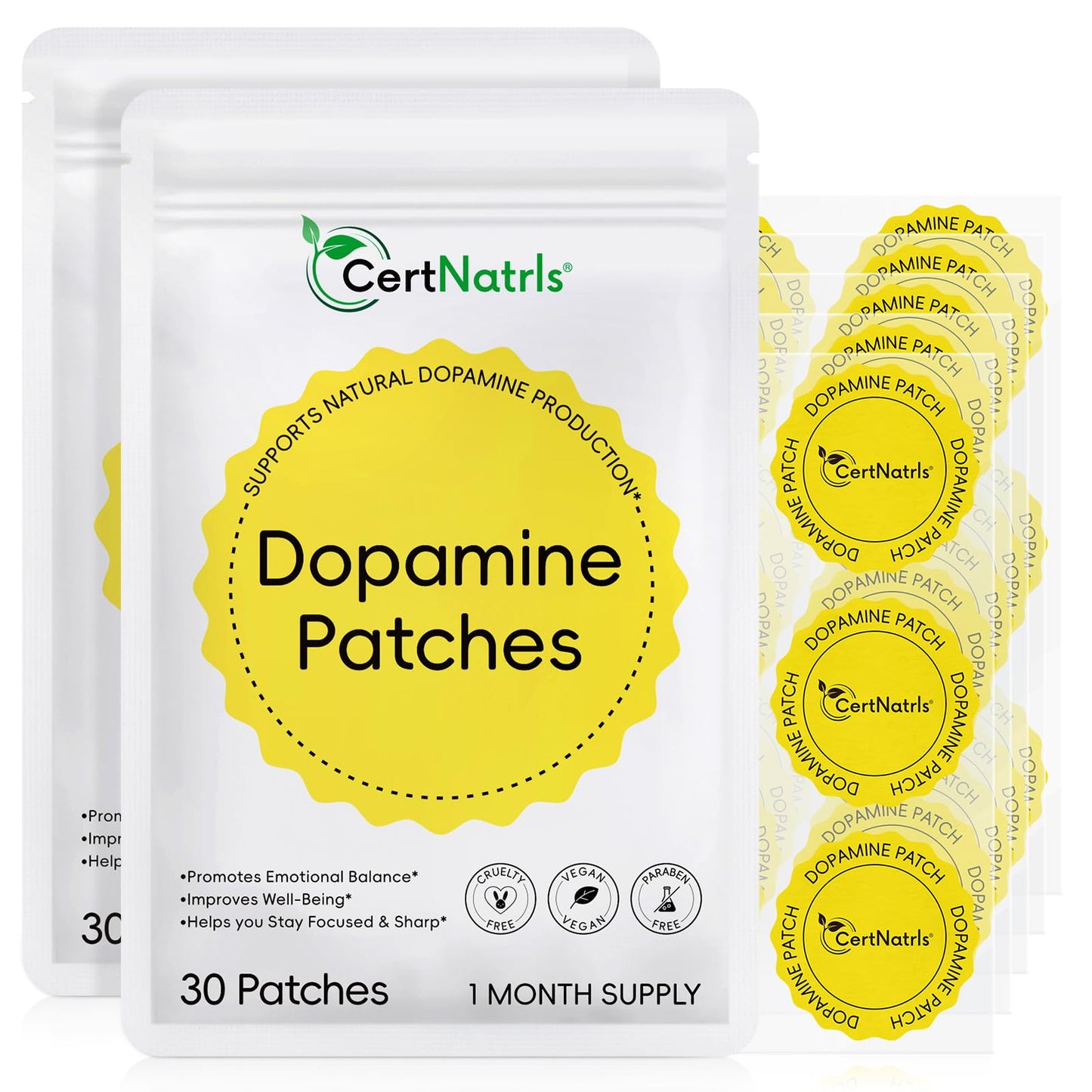 FJQDGXPS Dopamine Patches with 5-HTP, 60 Tablets
