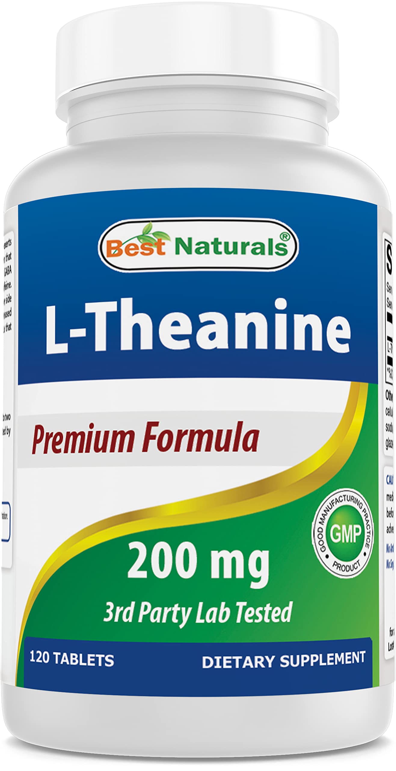 Best Naturals L-Theanine 200mg per Tablet (400mg per 2 Tablets) - Promotes Relaxation Without Drowsiness - 120 Vegetarian Tablets
