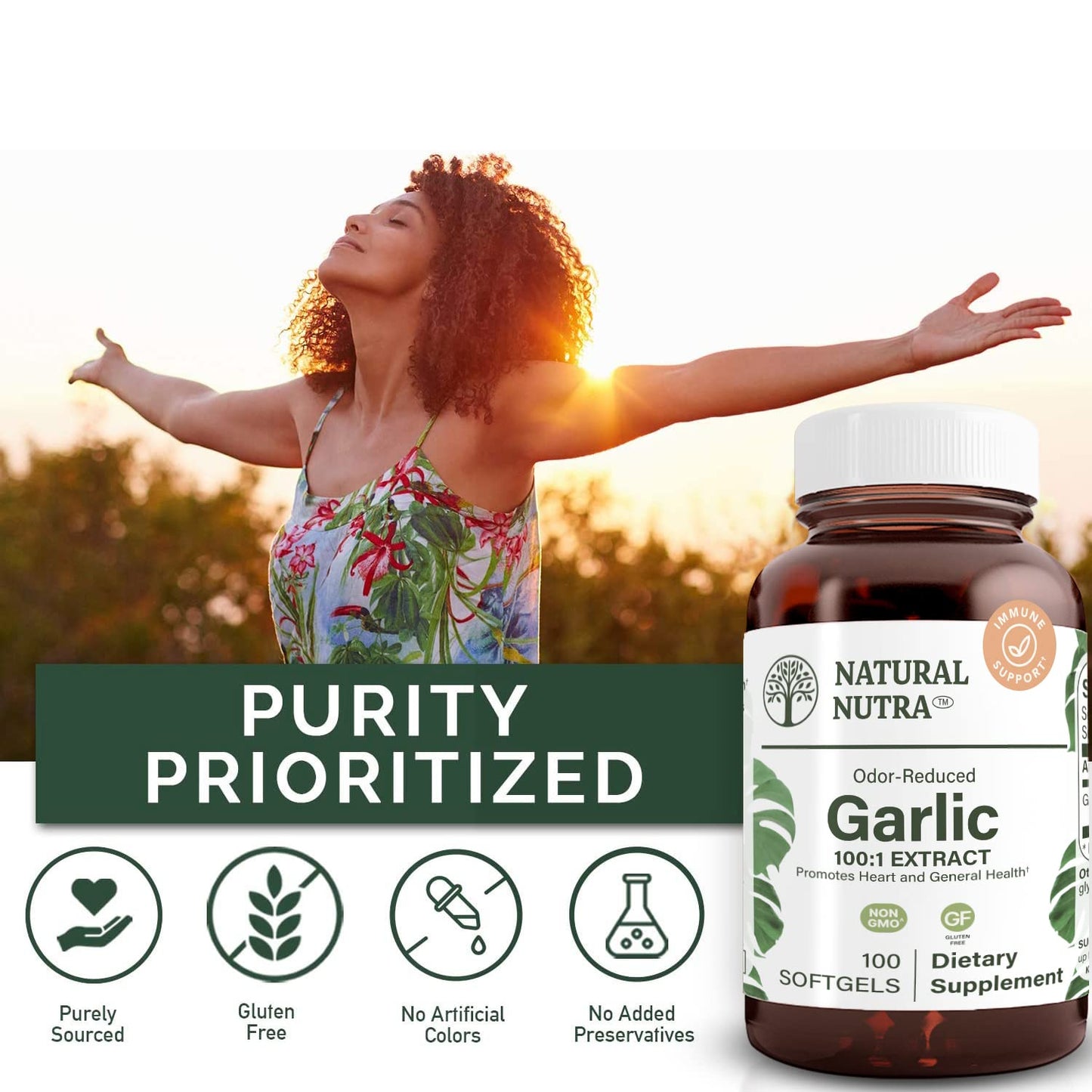 Natural Nutra Odorless Garlic Oil Softgels 500mg, 100 Softgels