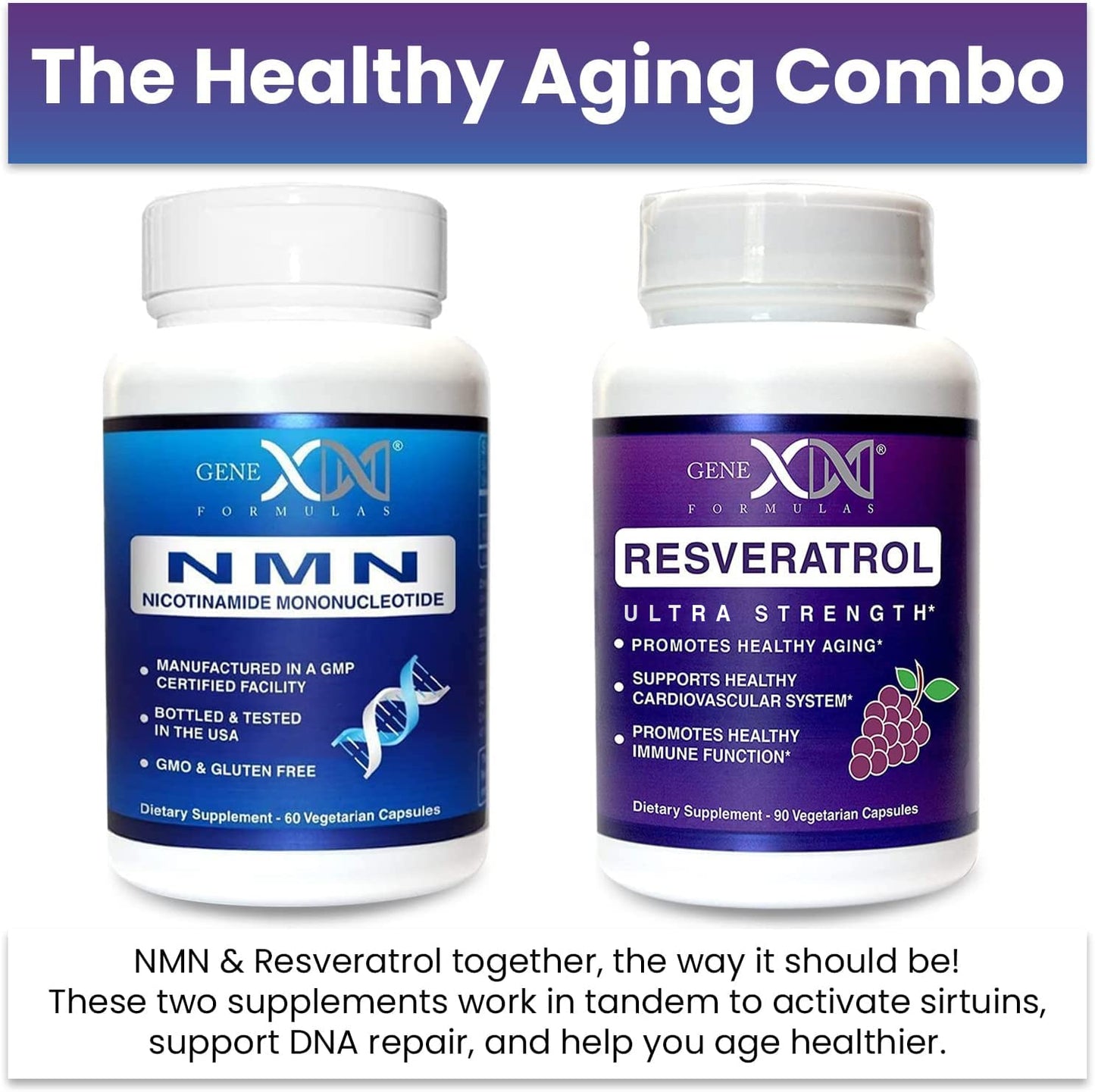 Genex Formulas NMN and Resveratrol Dynamic Duo Capsules, 150 Count