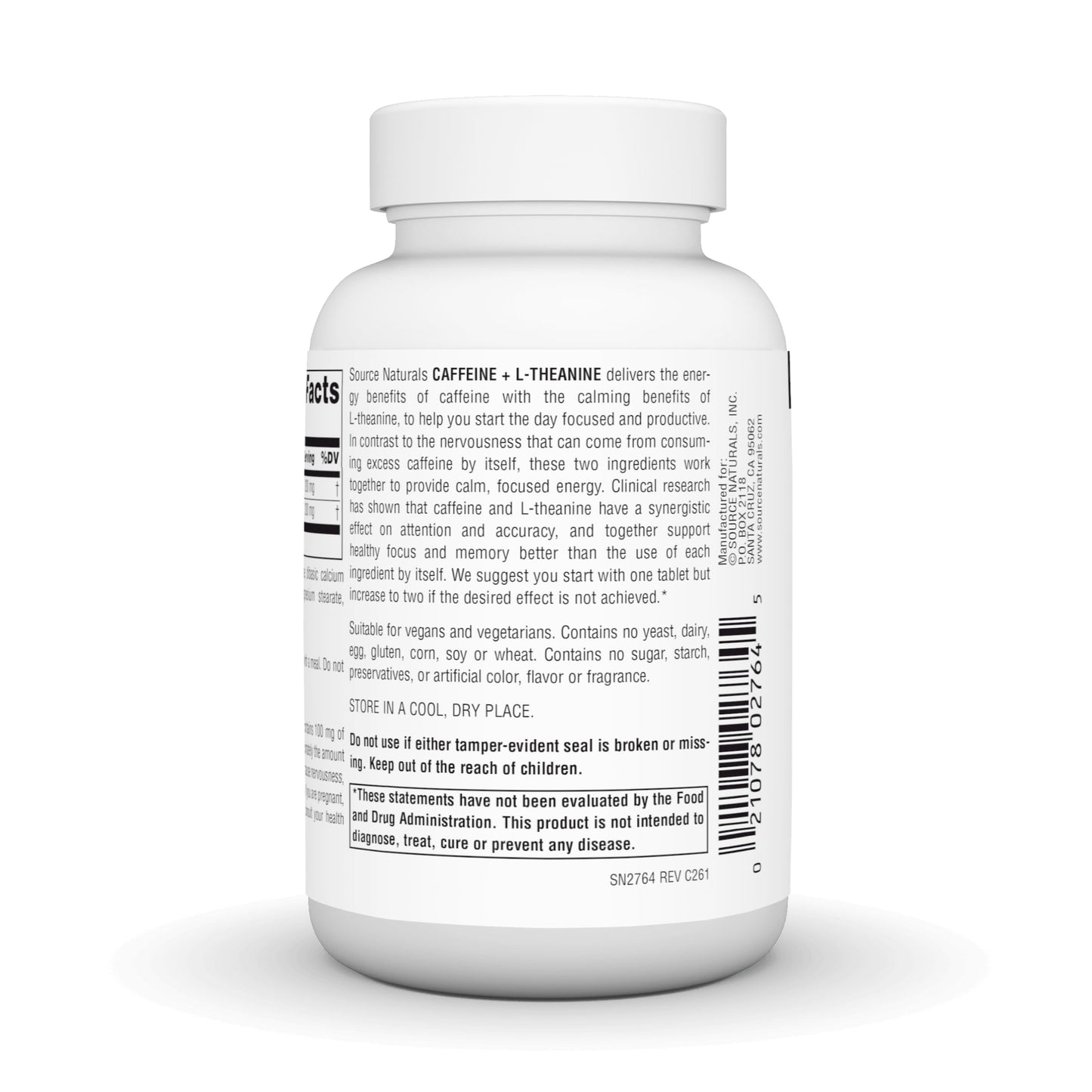 Source Naturals Caffeine + L-Theanine, Energy and Focus Support from Green Tea Tablets 120