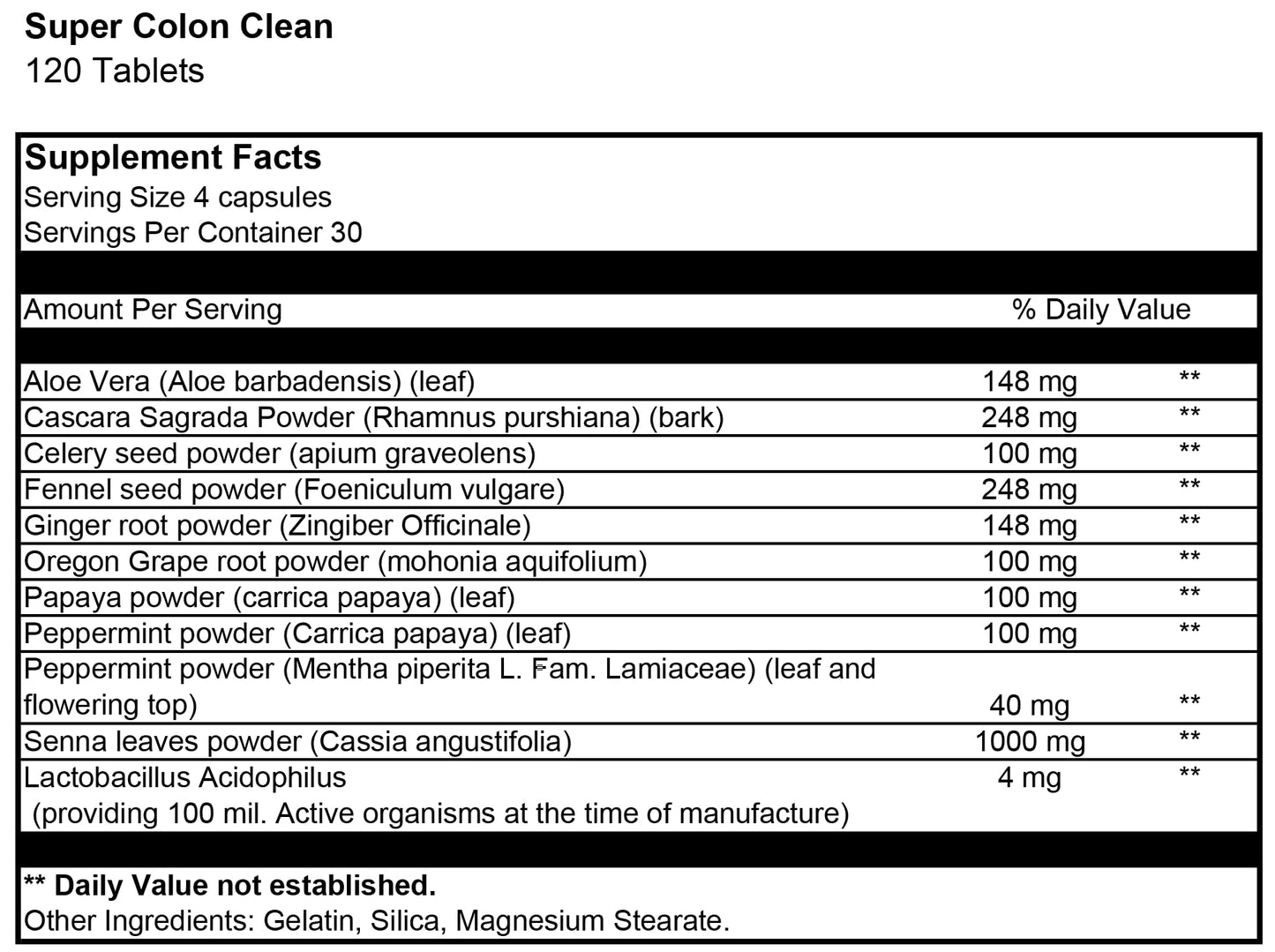 Dr. Venessa's Formulas Super Colon Clean 120 Capsules