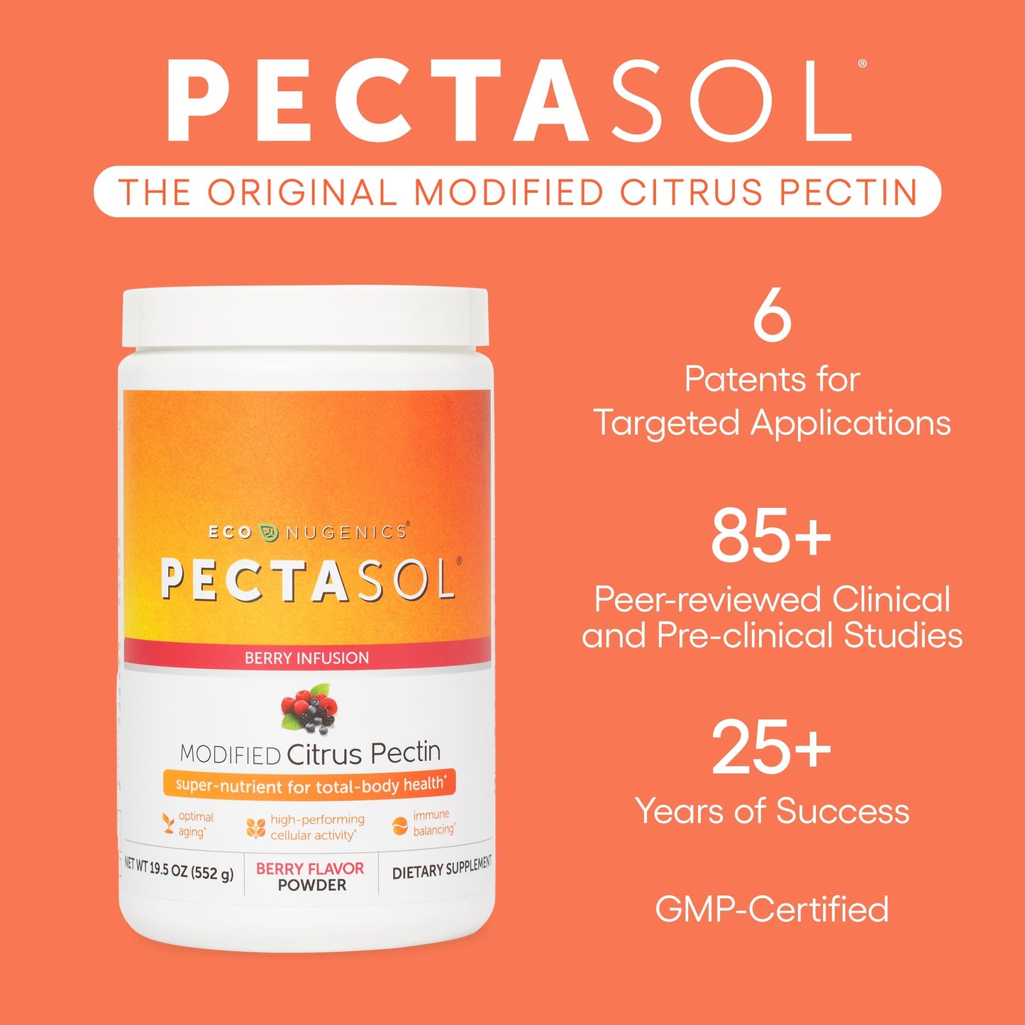EcoNugenics PectaSol Modified Citrus Pectin Powder 19.5 oz