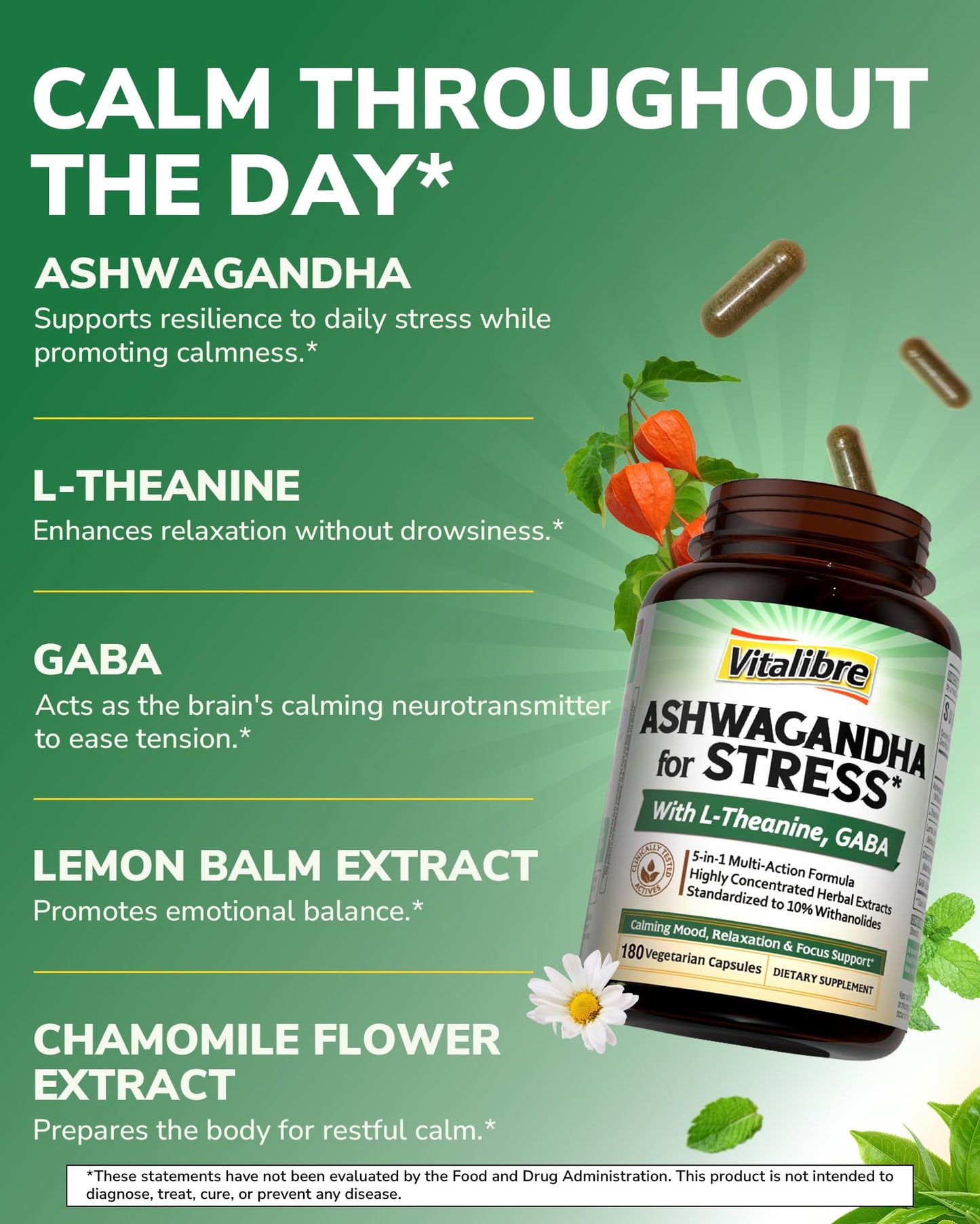 Vitalibre Ashwagandha Supplement Capsule 90 Count