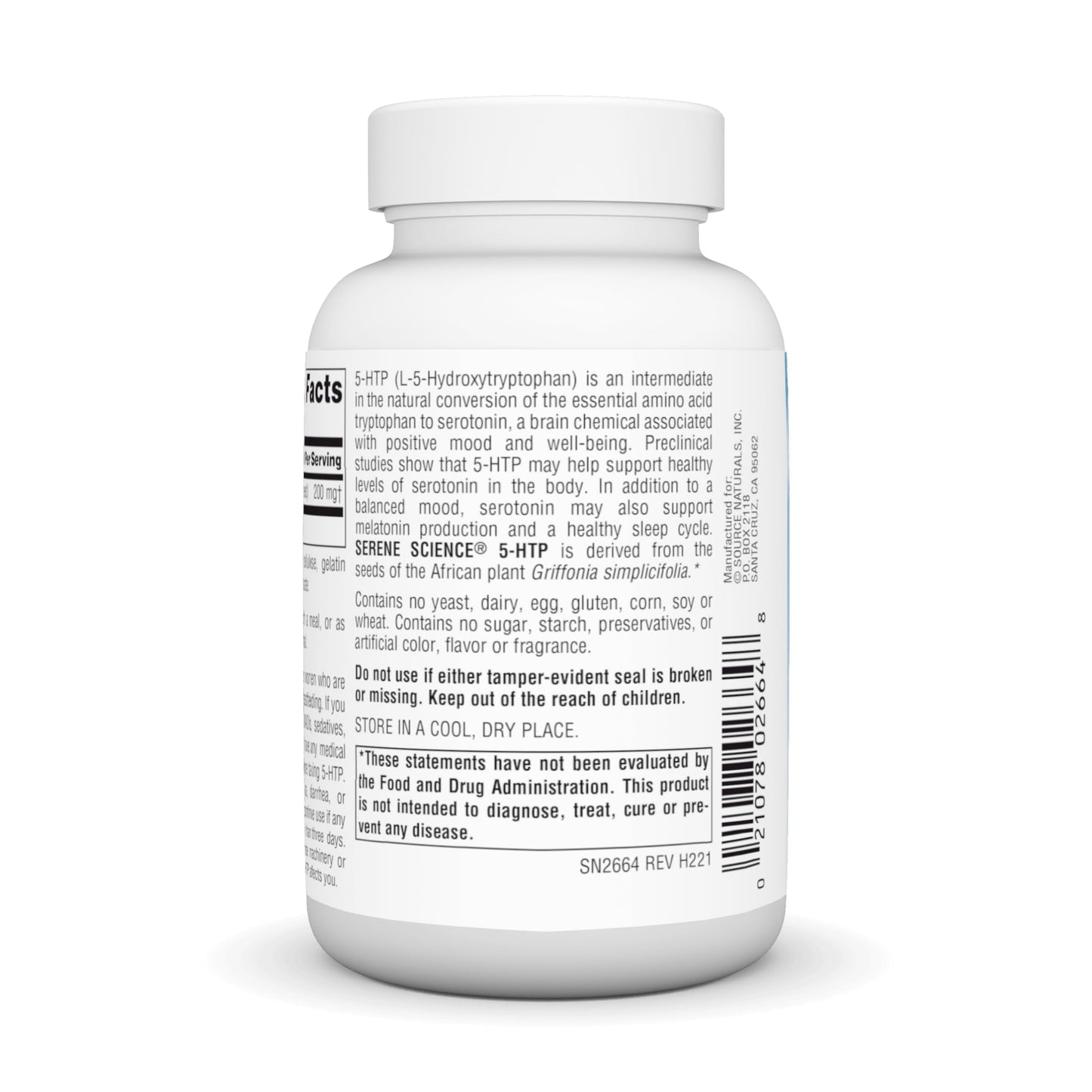 Source Naturals Serene Science 5-HTP, Balanced Mood*, Non-GMO Dietary Supplement, 200 mg, 120 Capsules