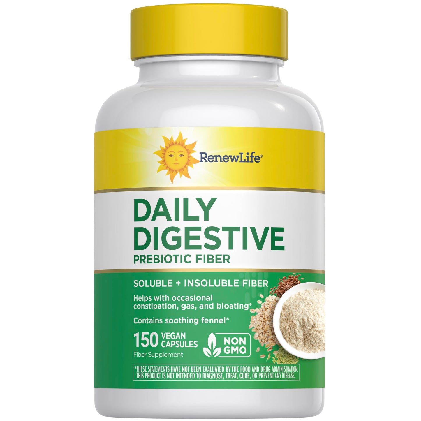 Renew Life Adult Daily Digestive Prebiotic Fiber Capsules, 150 Capsules