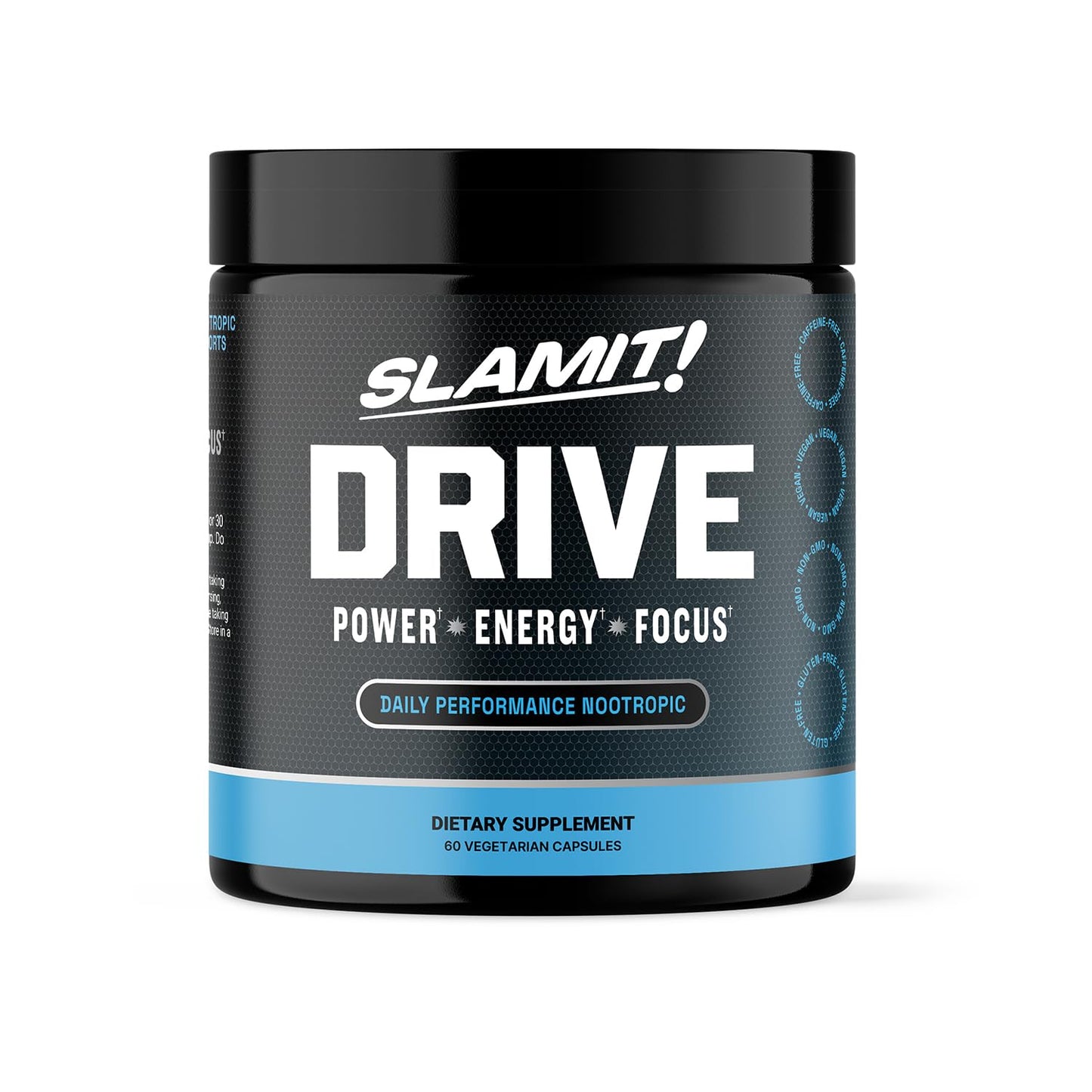 SLAMIT! Drive Nootropic Brain Supplement, Cognitive Support, 60 Capsules