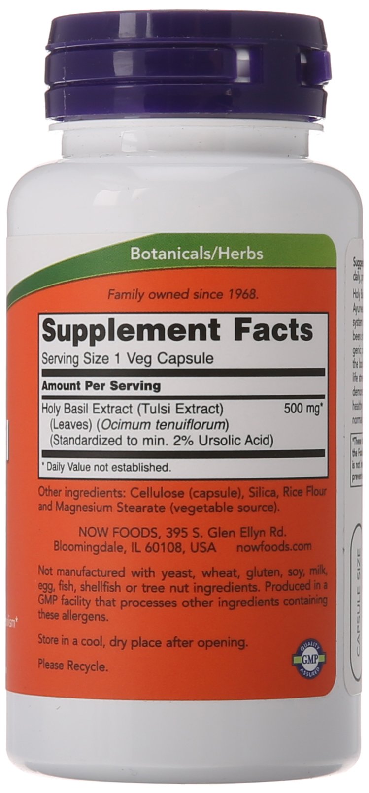 NOW Foods Holy Basil Extract 500 mg Capsules, 90 Count