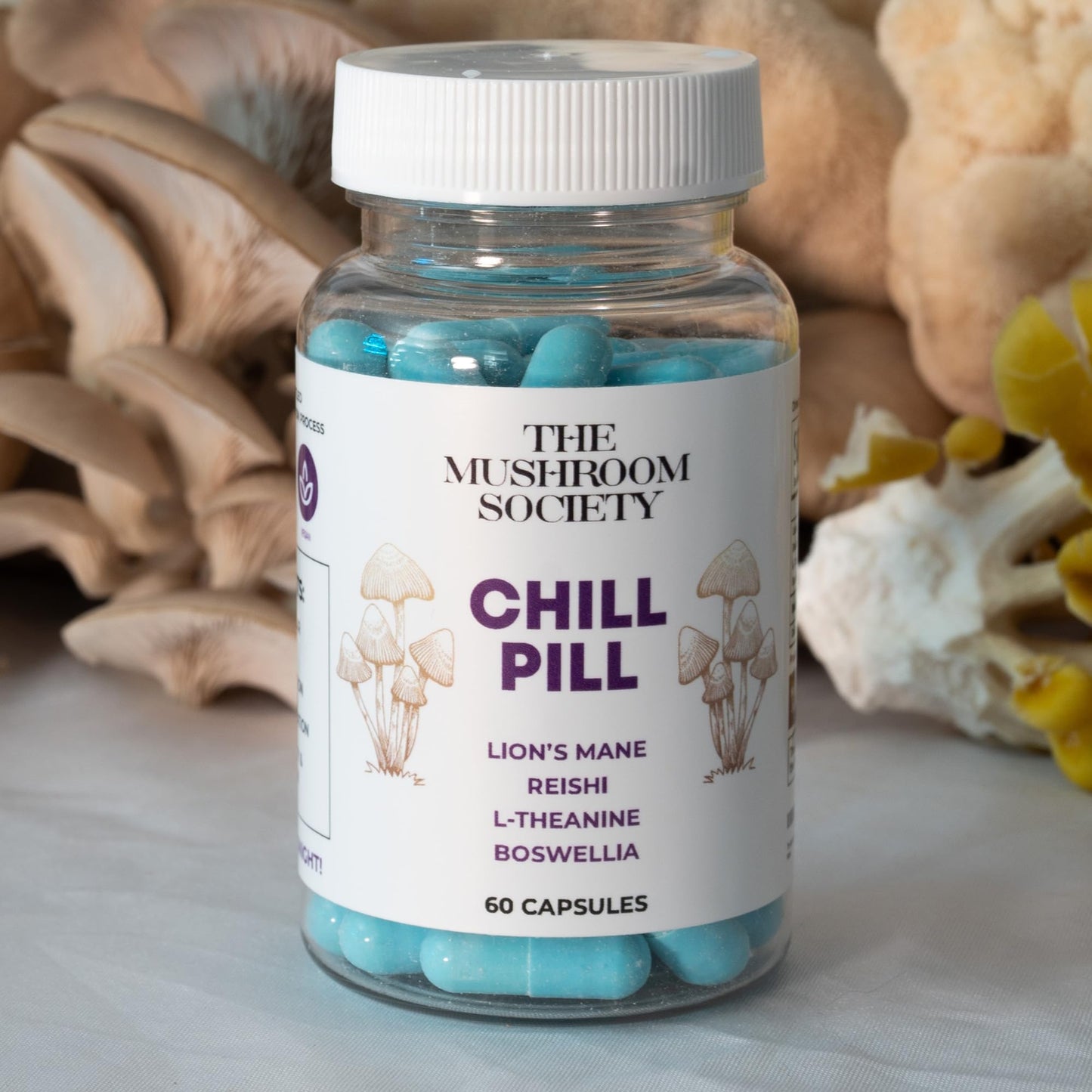 The Mushroom Society Chill Pill Supplement Vegan Capsules, 60 Capsules