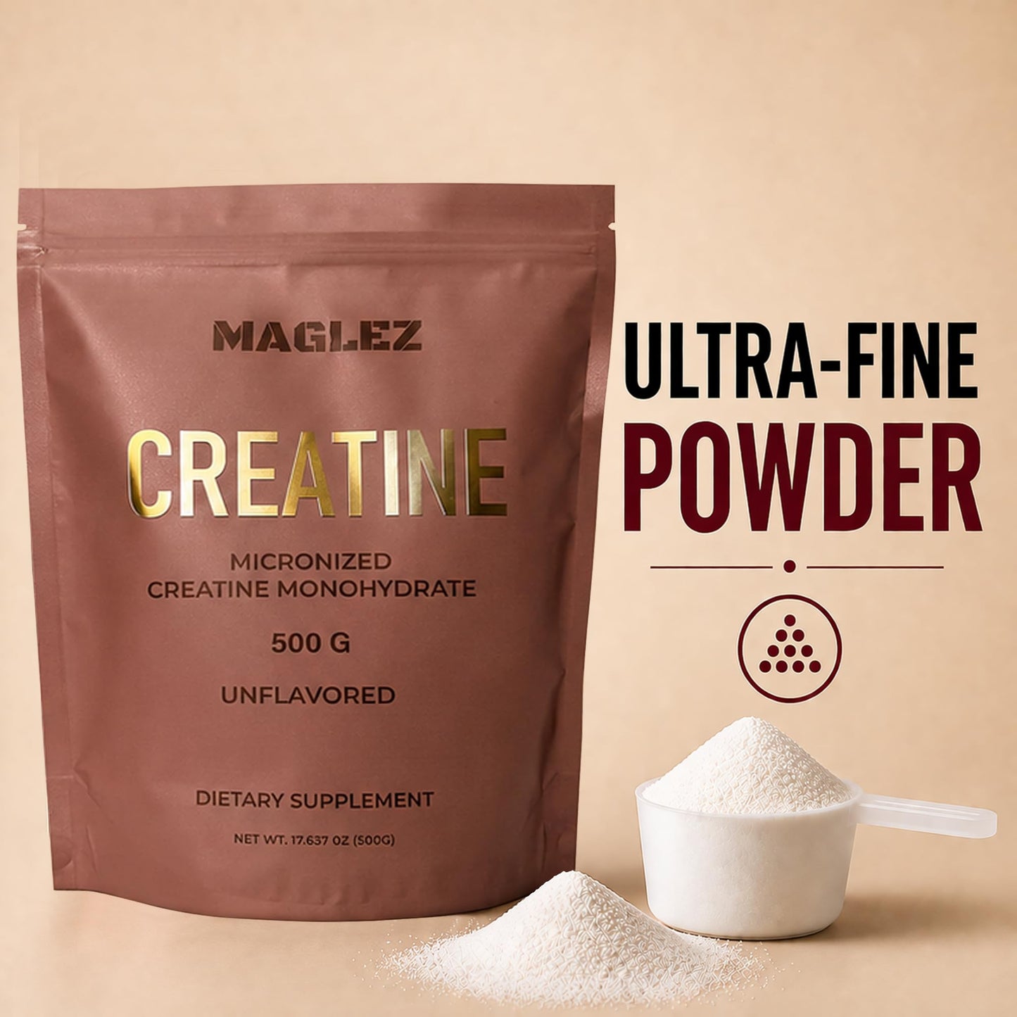 MAGLEZ Creatine Monohydrate Powder 500g (100 Servings)