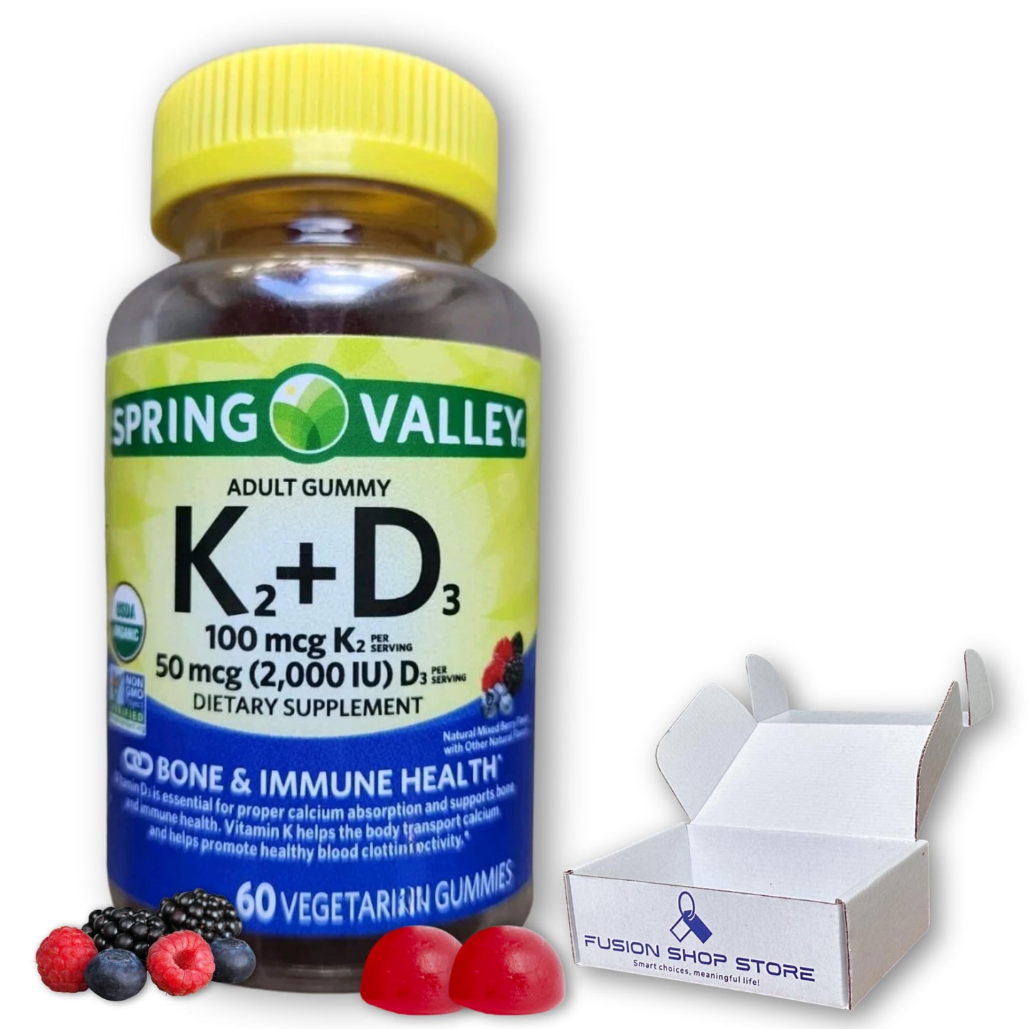 Fusion Shop Store Vitamin D3+K2 Gummies 60 Count