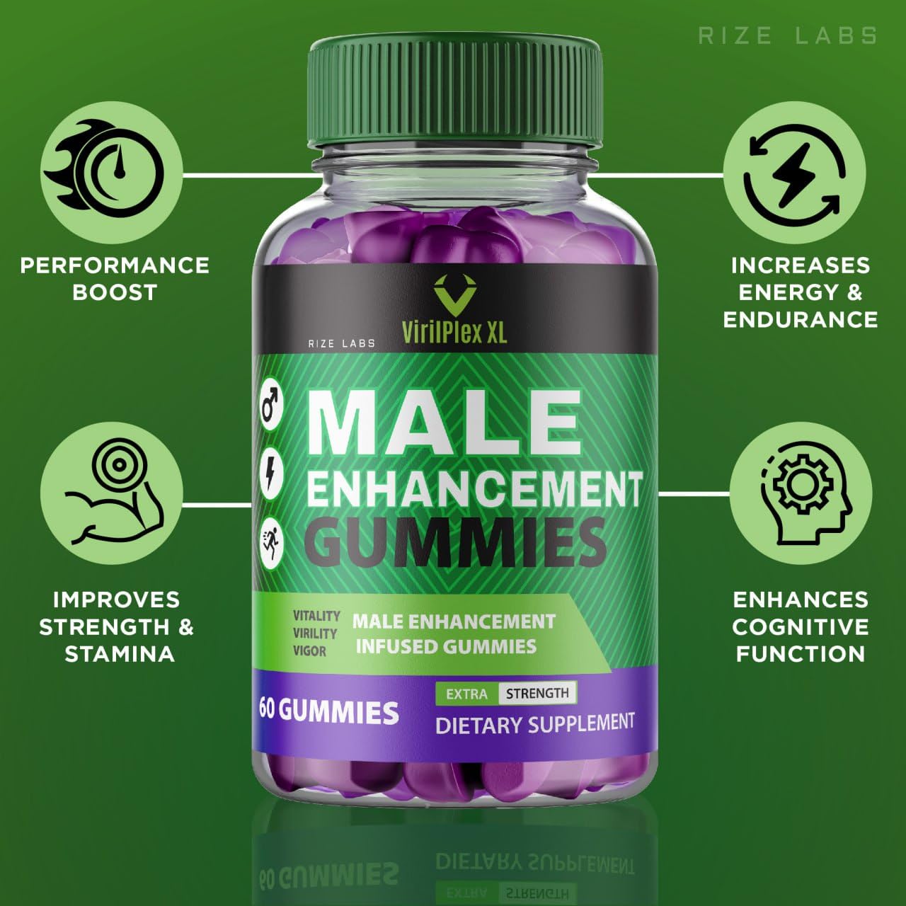 Rize Labs VirilPlex XL Gummies for Men, 120 Gummies