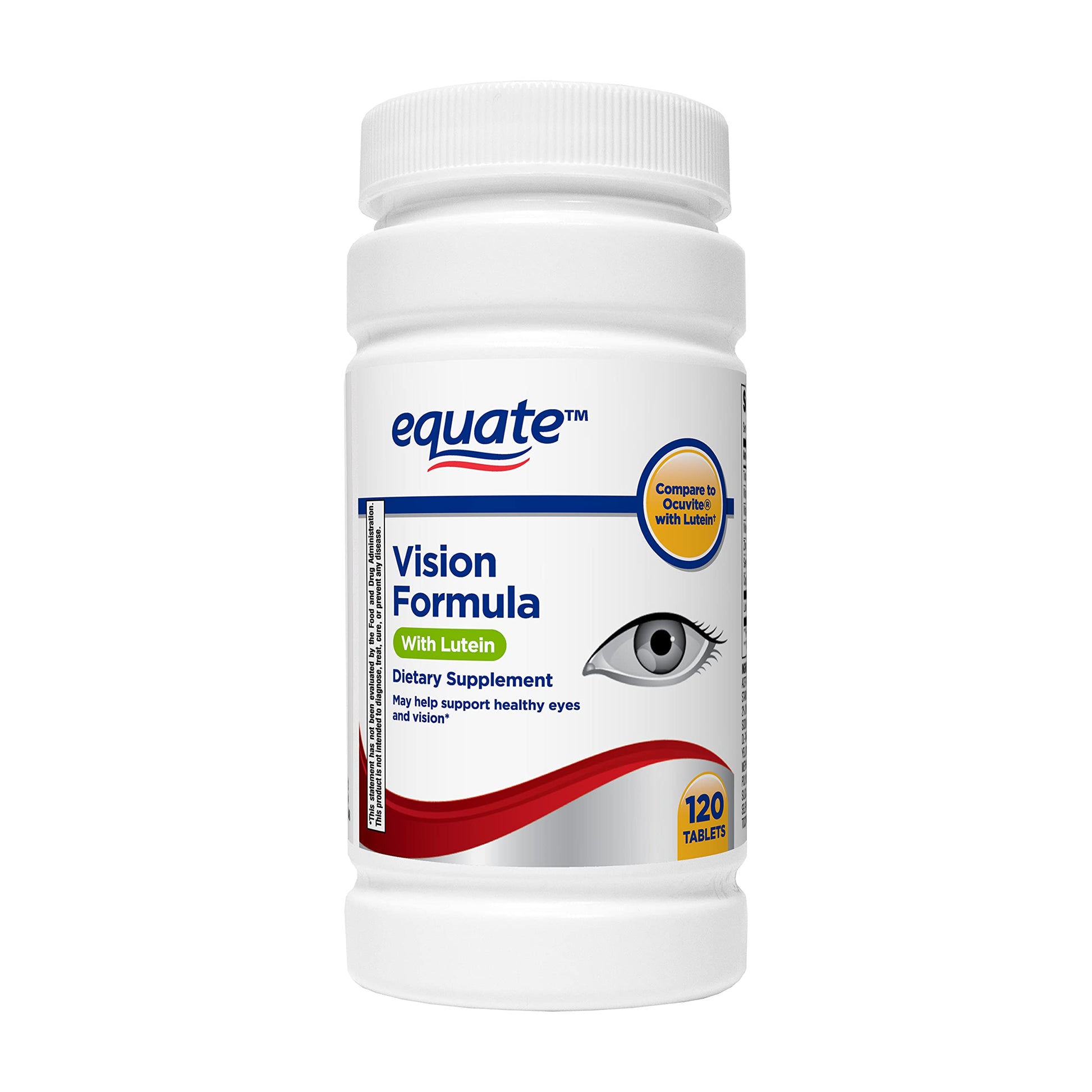 Equate Vision Formula with Lutein, Eye Health Vitamin and Mineral Supplement Tablets, 120 Count