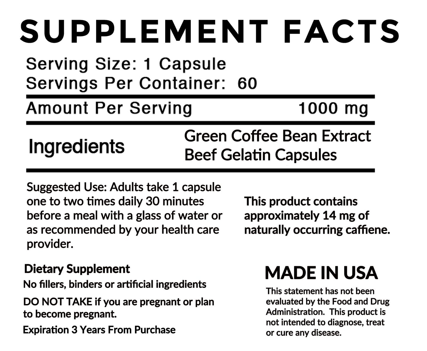 Heaven's Gate Green Coffee Bean Extract 60 Capsules