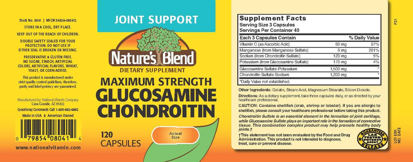 Nature's Blend Glucosamine Chondroitin Maximum Strength Capsules 120