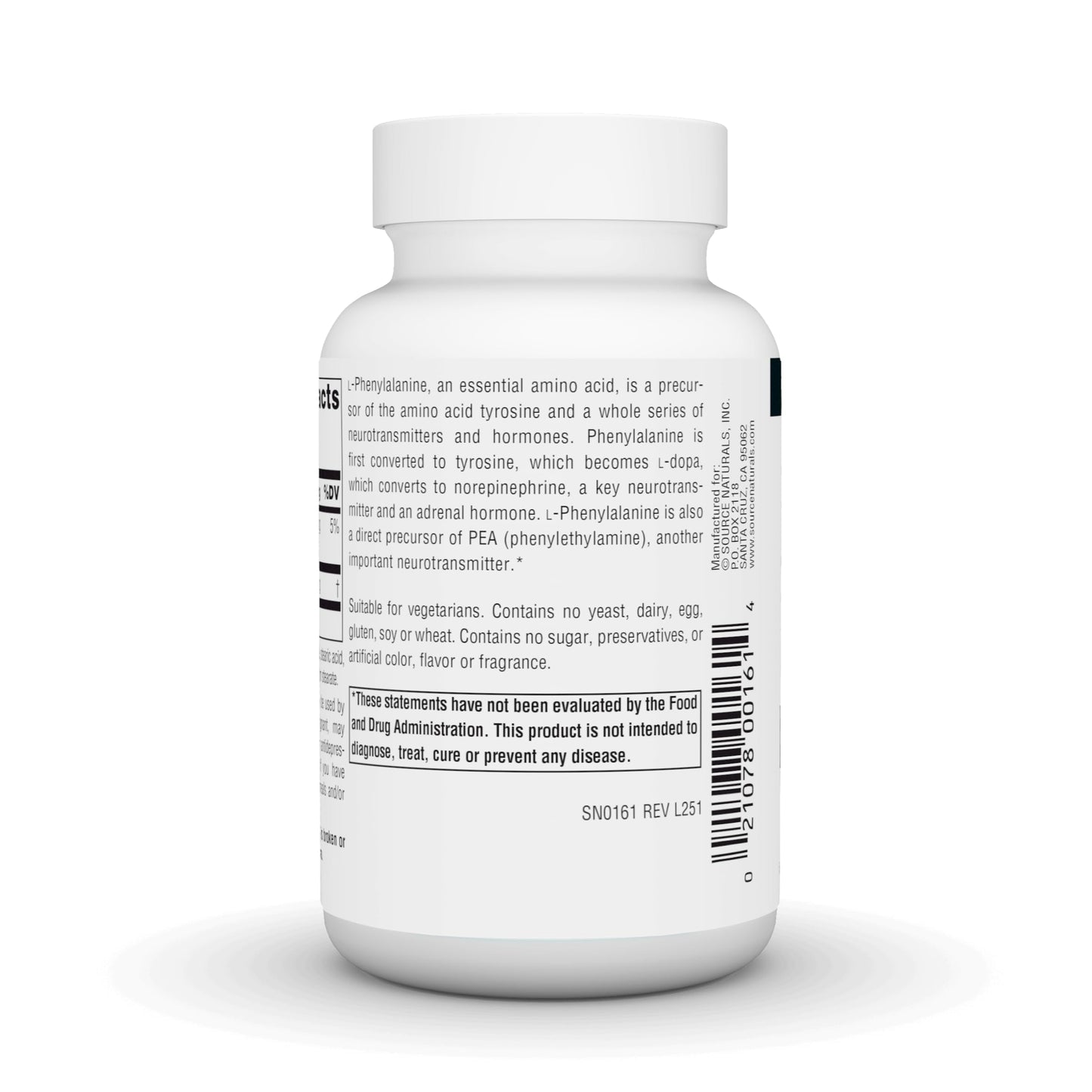 Source Naturals Free Form L-Phenylalanine 500 mg Tablets, 100 Count