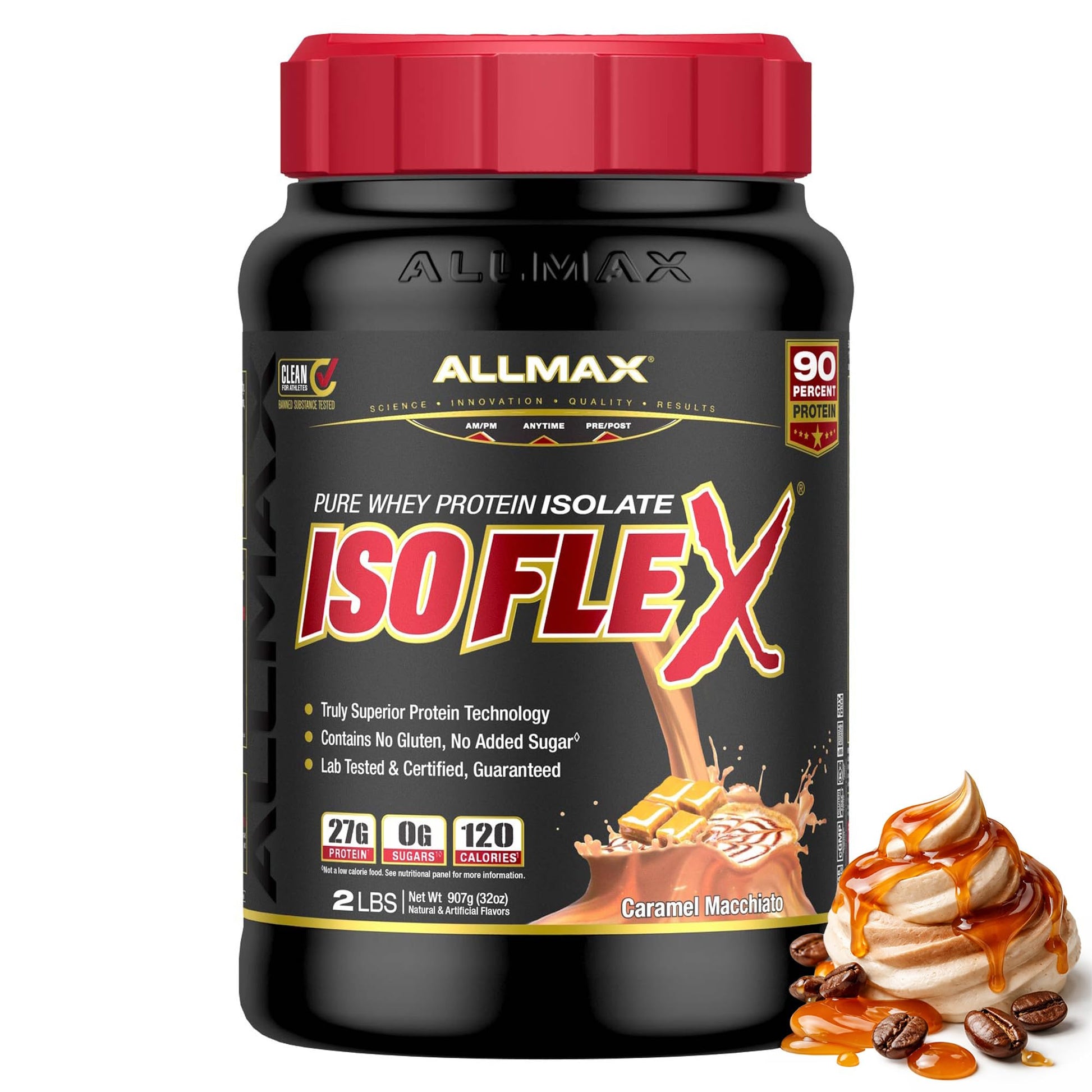 ALLMAX ISOFLEX Pure Whey Isolate Protein Powder Caramel Macchiato 32 Servings