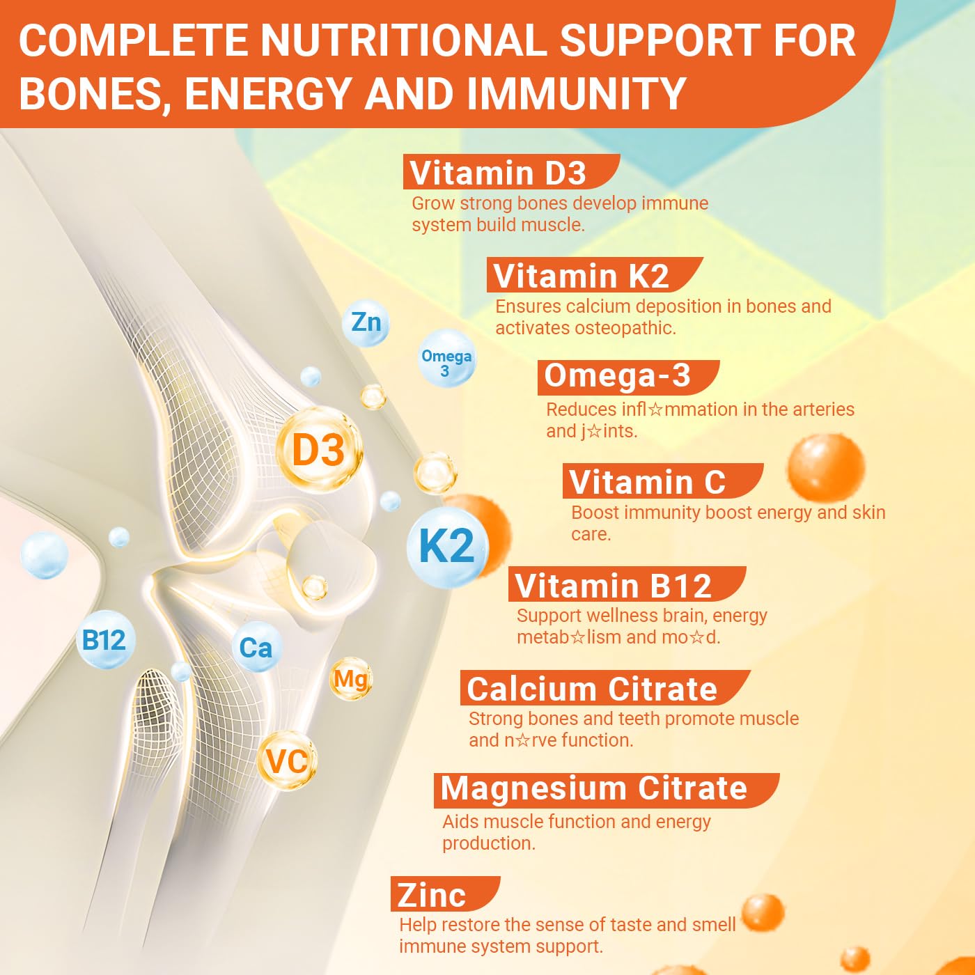 Wiszeen Vitamin D3 K2 Gummies, 60 Count