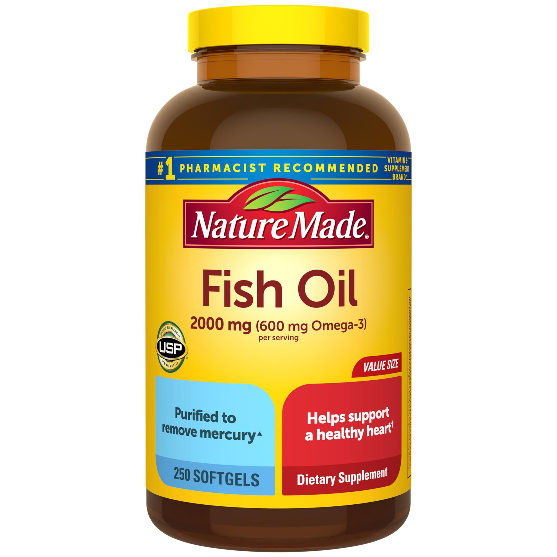 Nature Made Fish Oil Omega 3 Supplements 250 Softgels