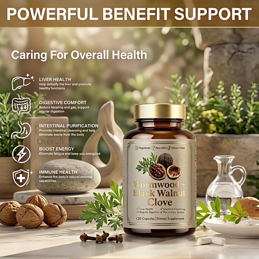 QDXHAYC Wormwood Black Walnut Clove Cleanse Capsules, 120