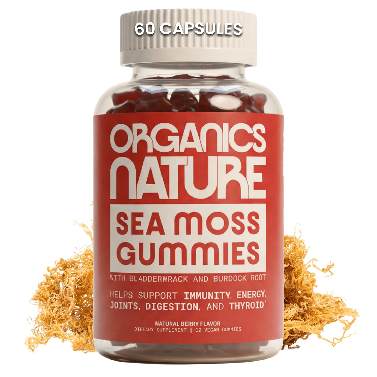 Organics Nature Irish Sea Moss Gummies Berry Flavored Gummy 1 Count