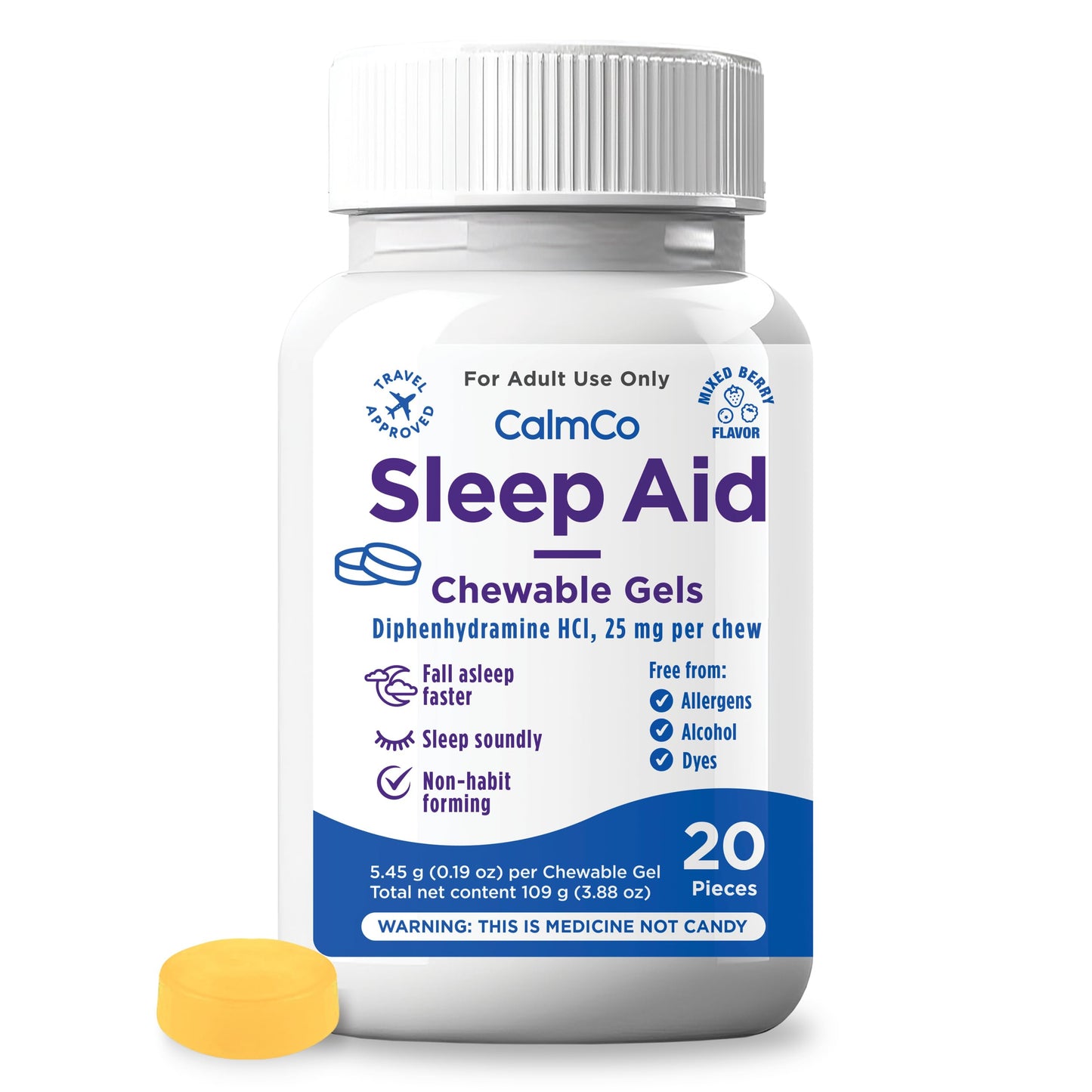 CalmCo Adult Sleep Aid Chewable Gels 20 Count