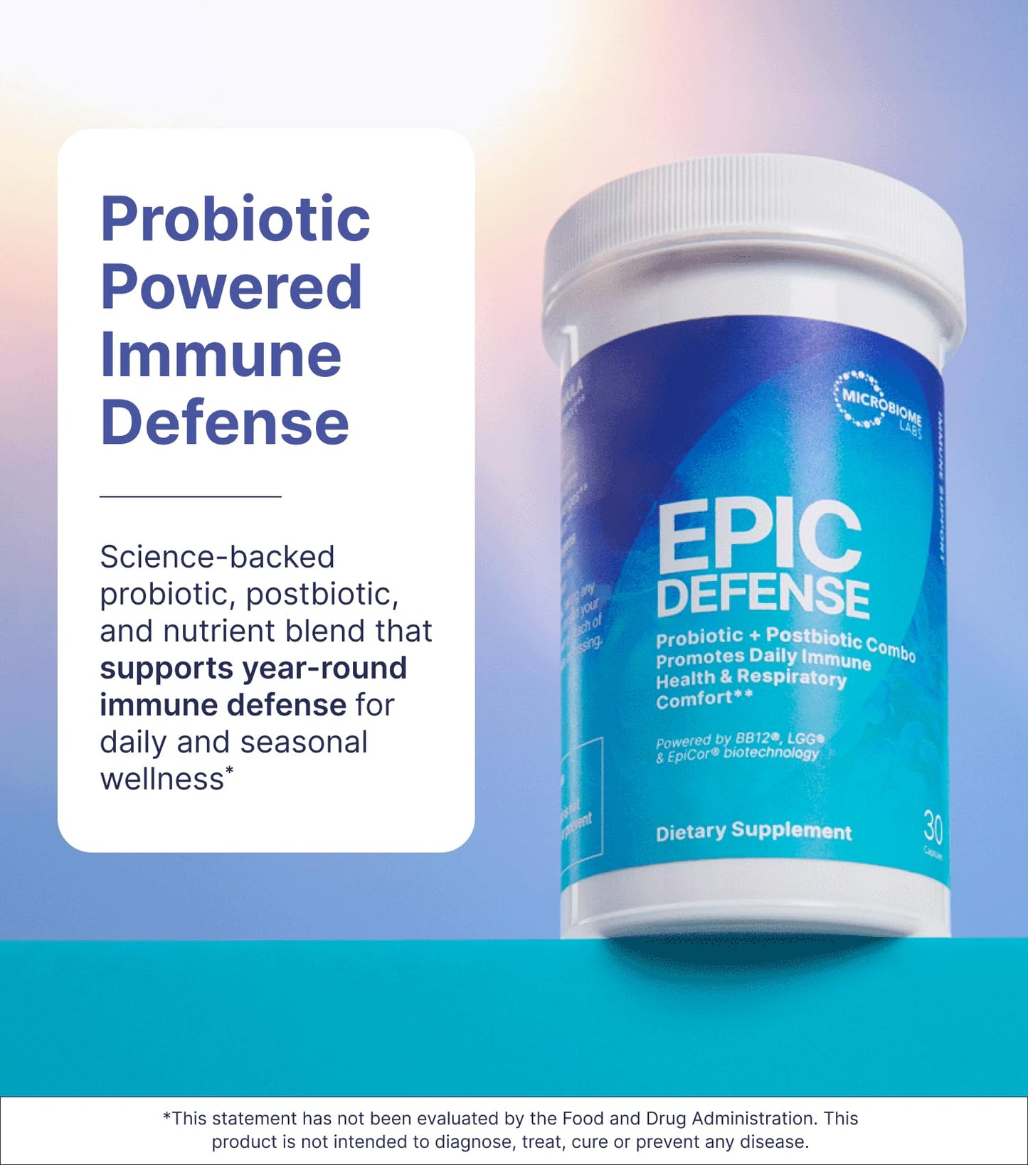 Microbiome Labs EpicDefense Probiotic + Postbiotic Combo 30 Capsules