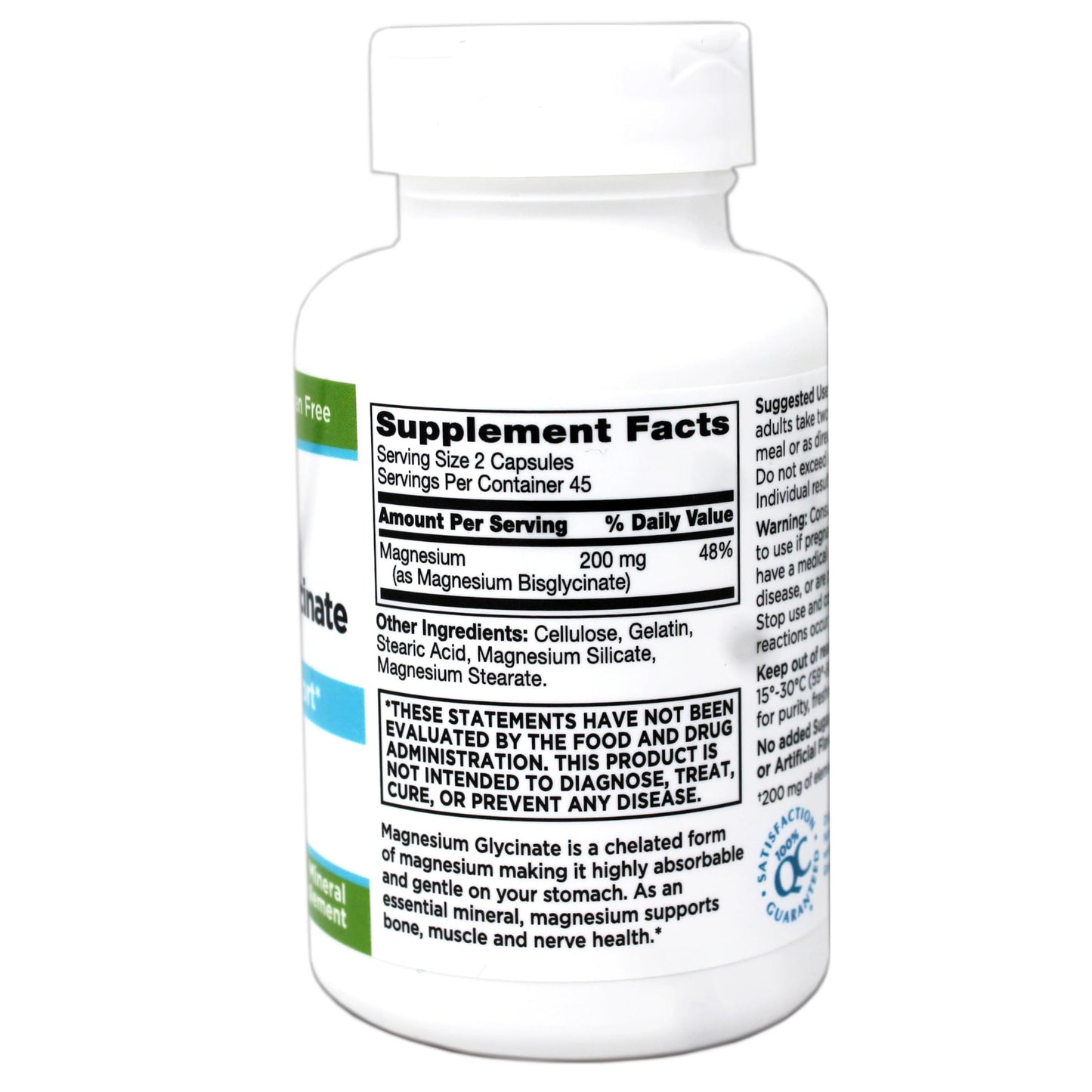 Quality Choice Magnesium Glycinate 200 mg - Bone, Muscle, Heart & Nerve Support, 90 Capsules